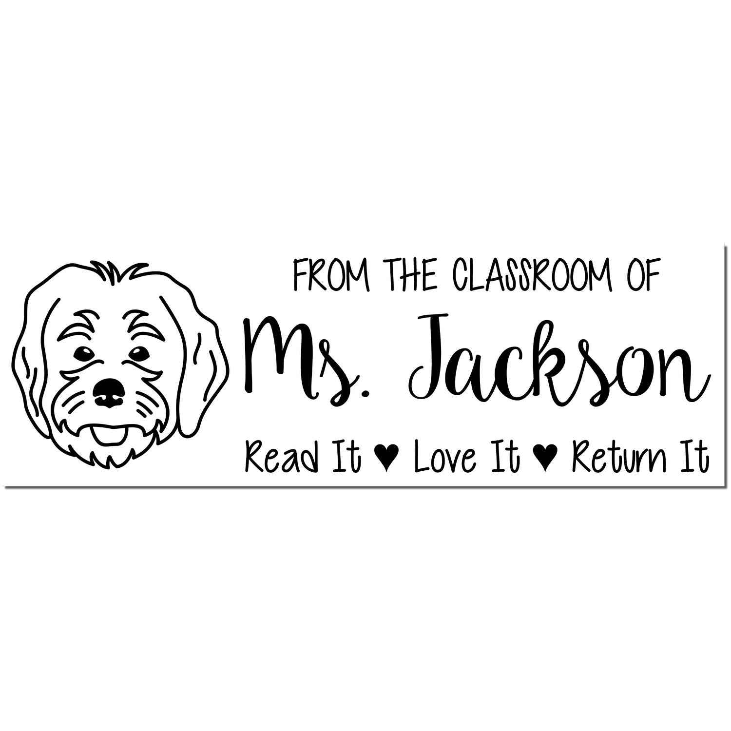 Wood Handle Labradoodle Personalized Read It Love It Return It Stamp - Engineer Seal Stamps