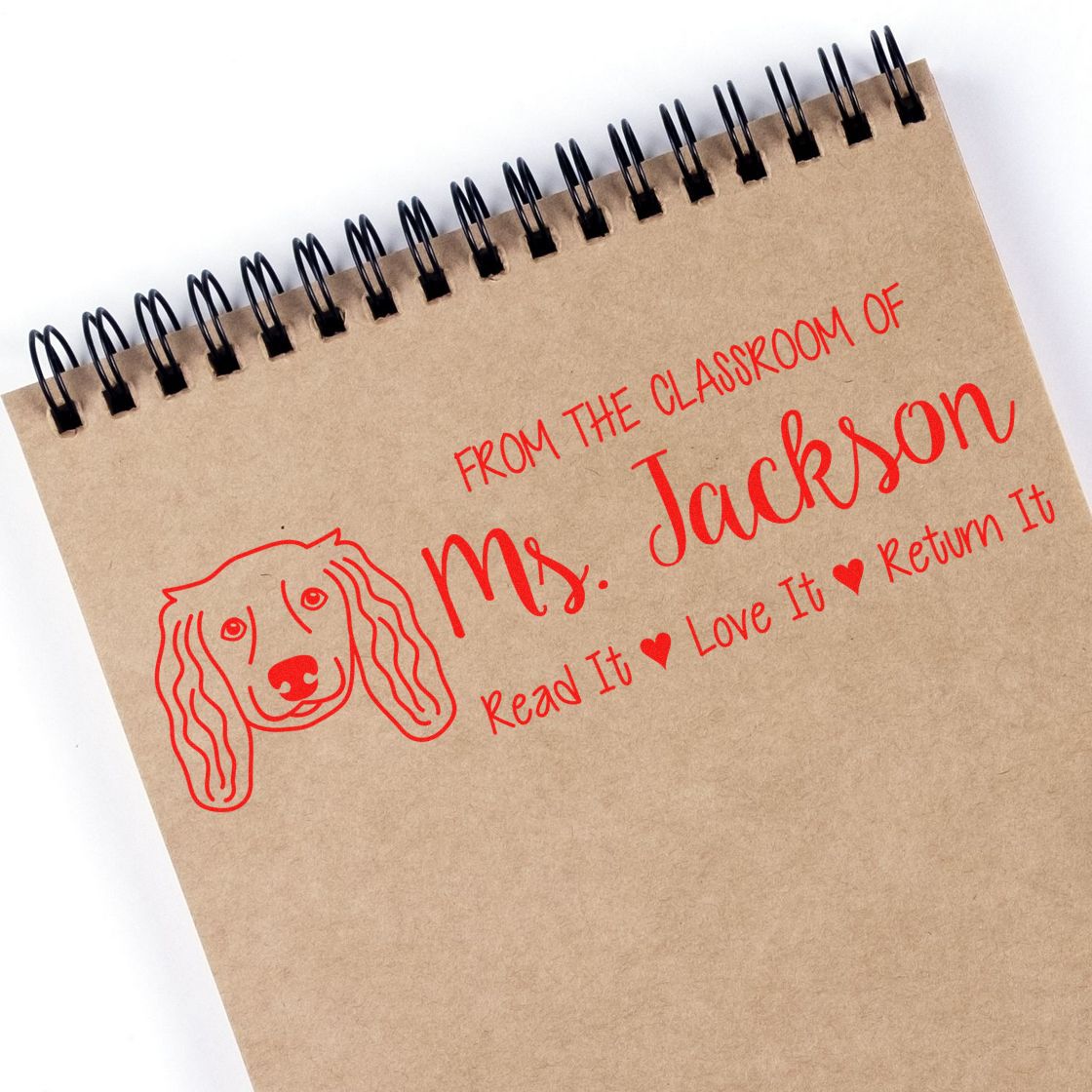 Long Haired Dachshund Custom Book Ownership Stamp Pre-Inked - Engineer Seal Stamps