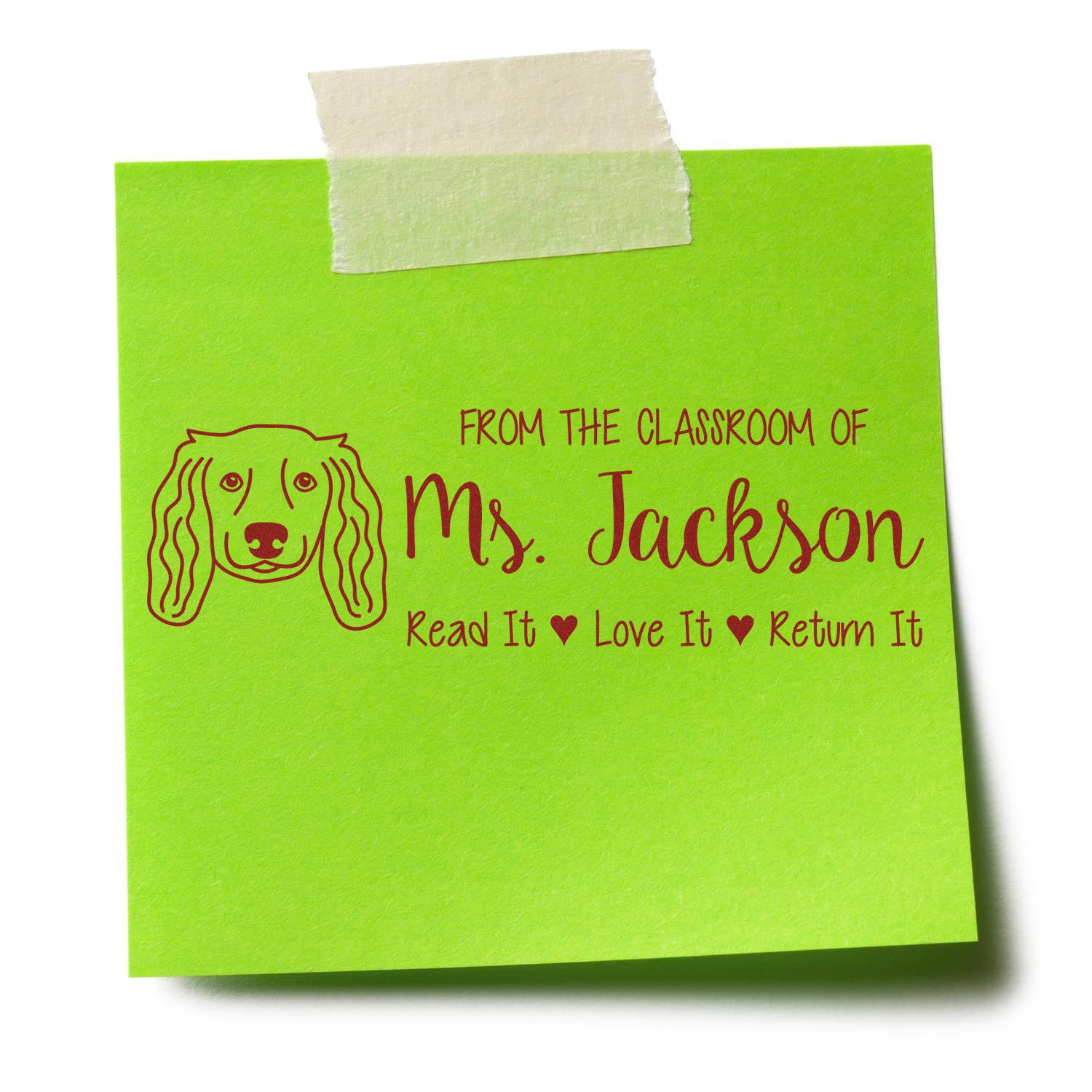 Wood Handle Long Haired Dachshund Personalized Read It Love It Stamp - Engineer Seal Stamps