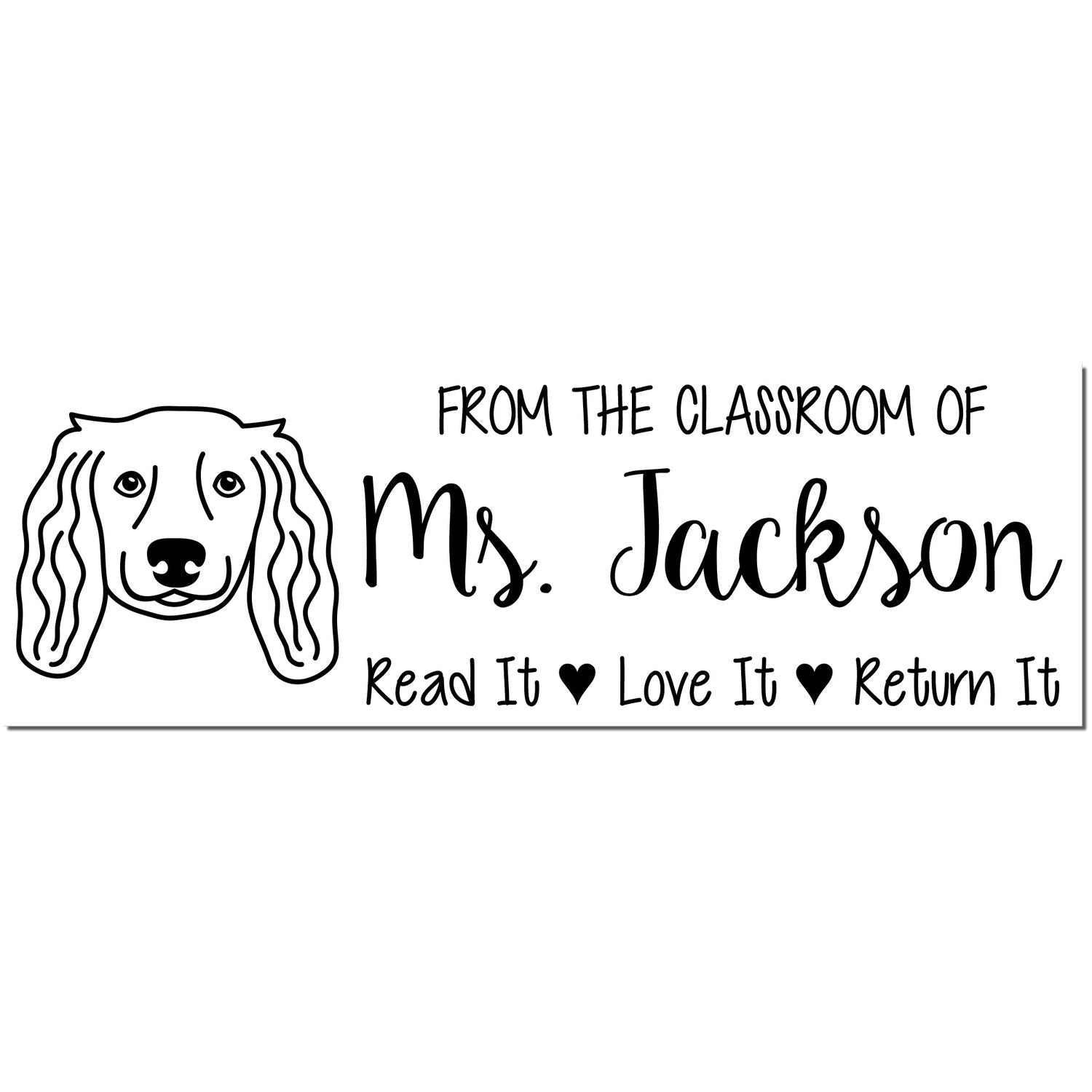 Wood Handle Long Haired Dachshund Personalized Read It Love It Stamp - Engineer Seal Stamps