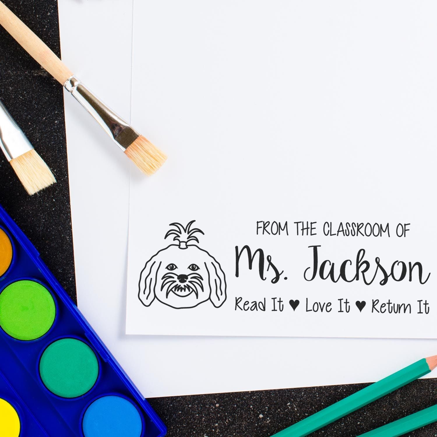 Self-Inking Personalized Bookplate Stamp with Maltese Image - Engineer Seal Stamps