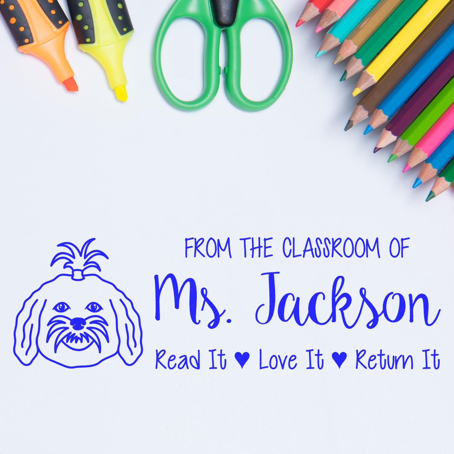 Self-Inking Personalized Bookplate Stamp with Maltese Image - Engineer Seal Stamps