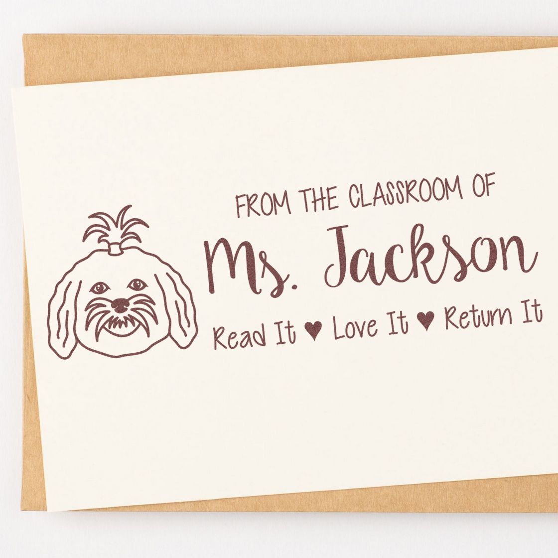 Self-Inking Personalized Bookplate Stamp with Maltese Image - Engineer Seal Stamps