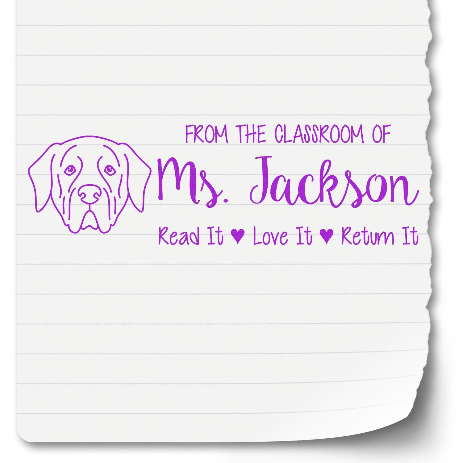 Wood Handle Mastiff Personalized Teacher Book Ownership Stamp - Engineer Seal Stamps