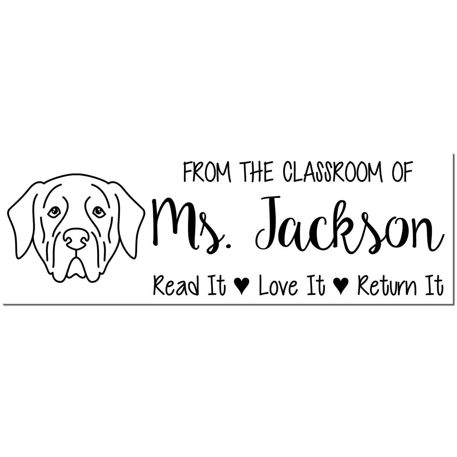 Pre-Inked Mastiff Outline Custom Teacher Library Book Stamp - Engineer Seal Stamps