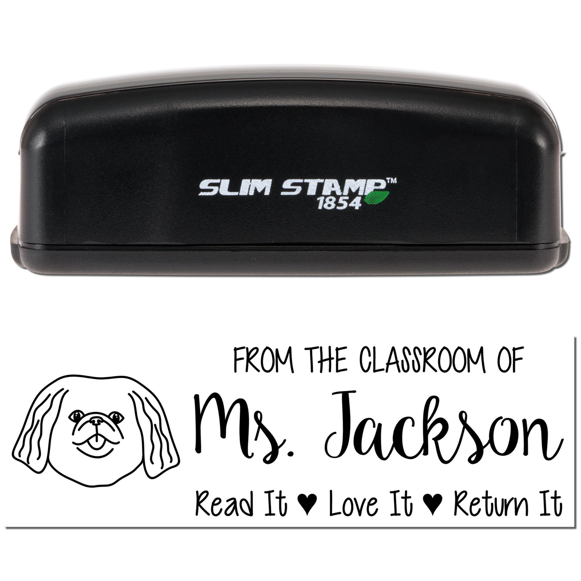 Pre-Inked Pekingese Outline Custom Read It Return It Stamp - Engineer Seal Stamps