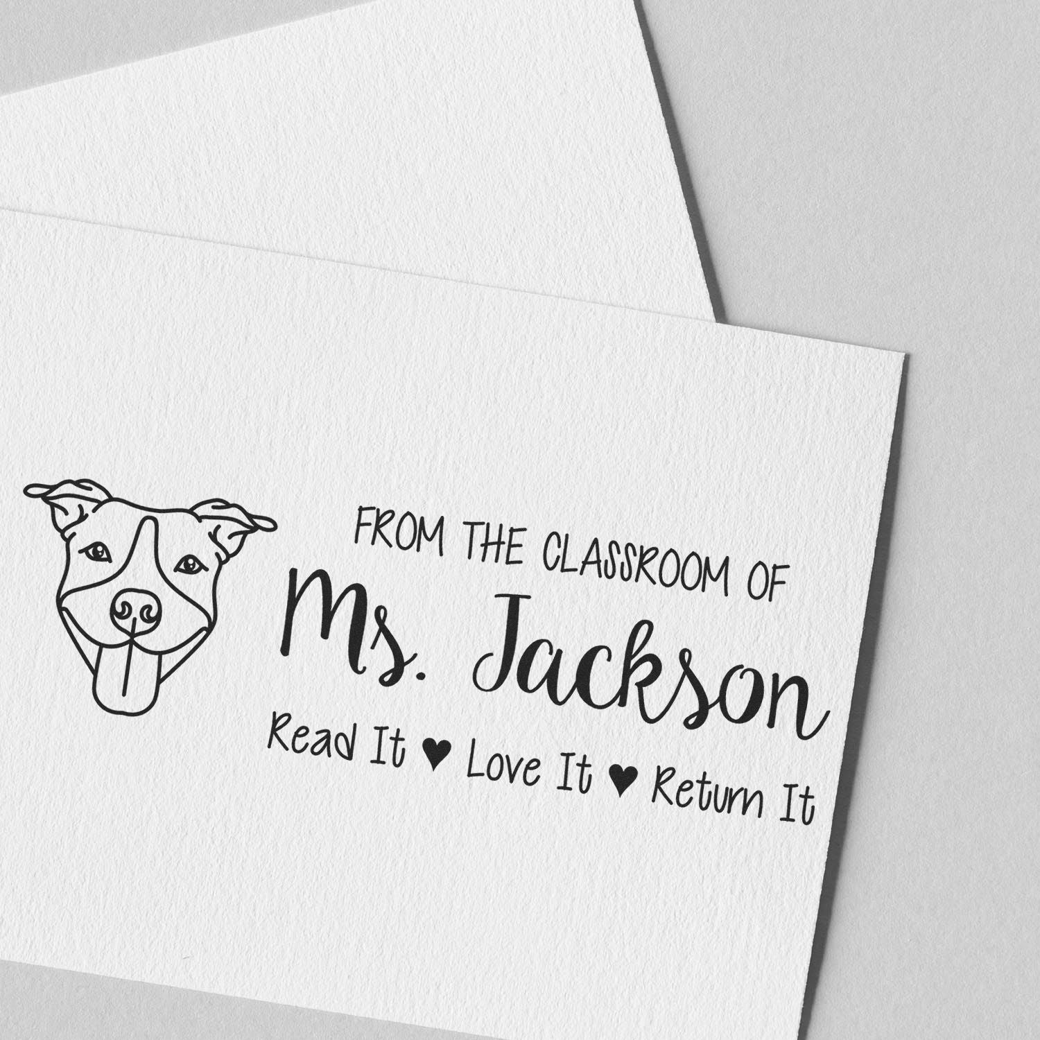 Self-Inking Personalized Teacher Classroom Stamp with Pitbull Image - Engineer Seal Stamps