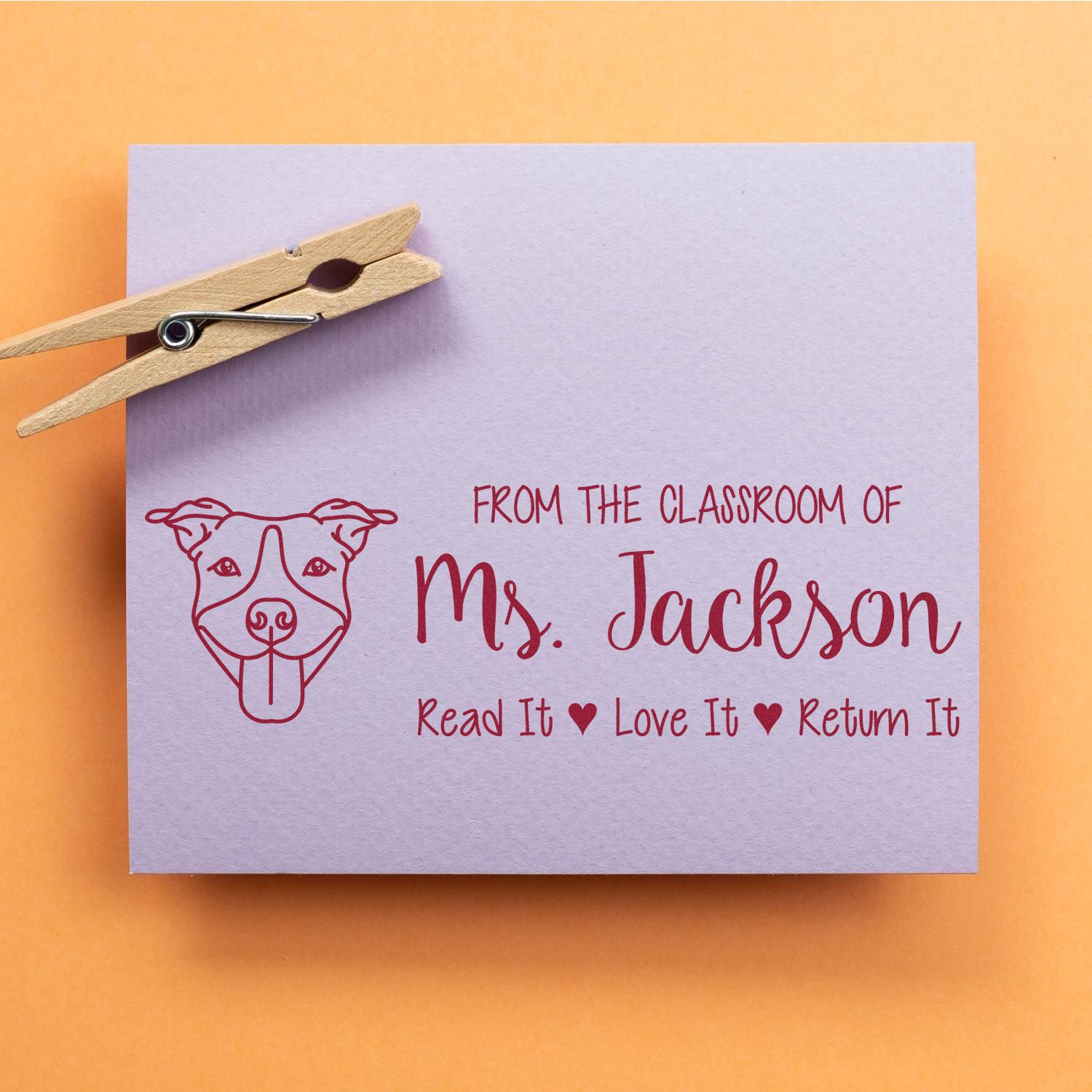 Self-Inking Personalized Teacher Classroom Stamp with Pitbull Image - Engineer Seal Stamps