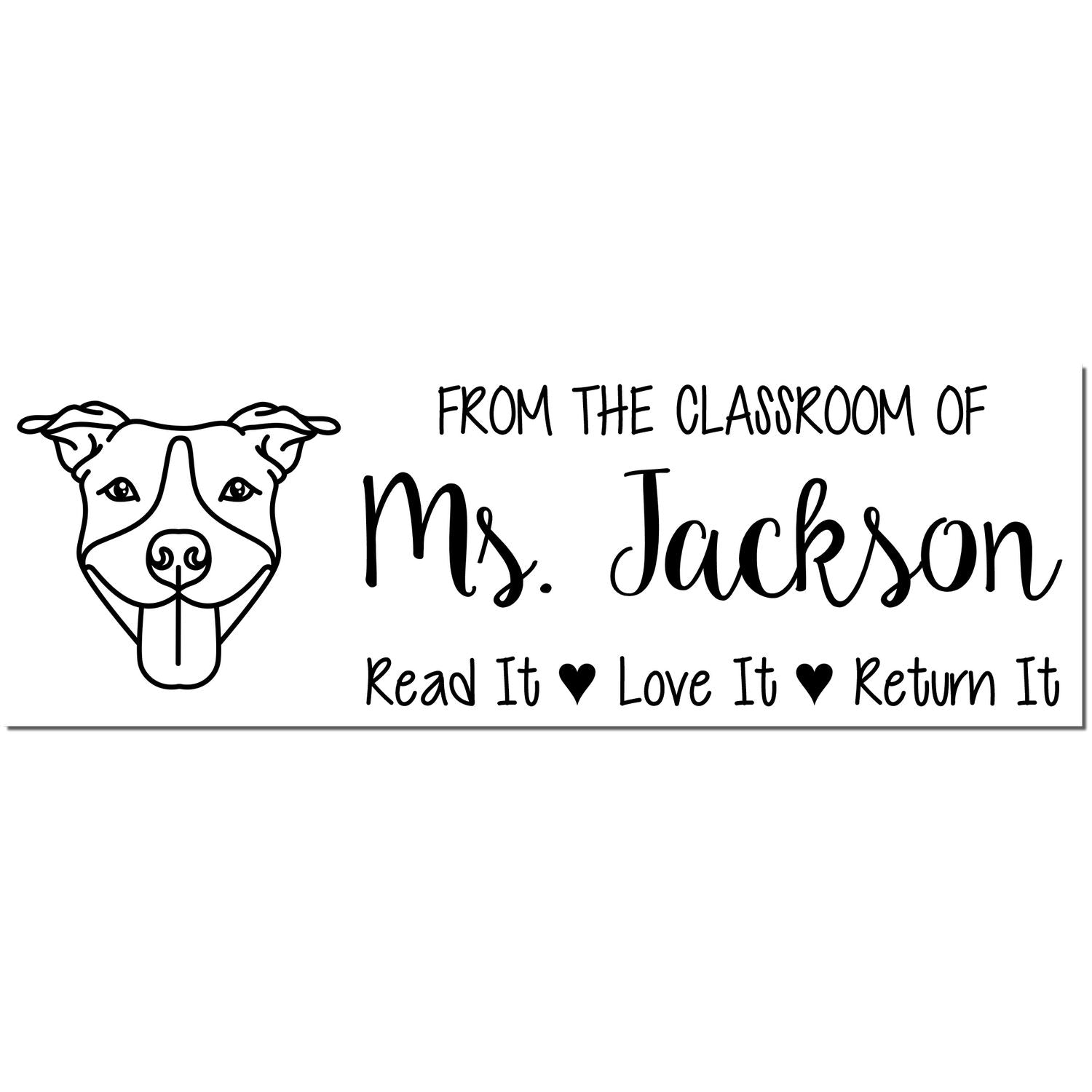 Self-Inking Personalized Teacher Classroom Stamp with Pitbull Image - Engineer Seal Stamps