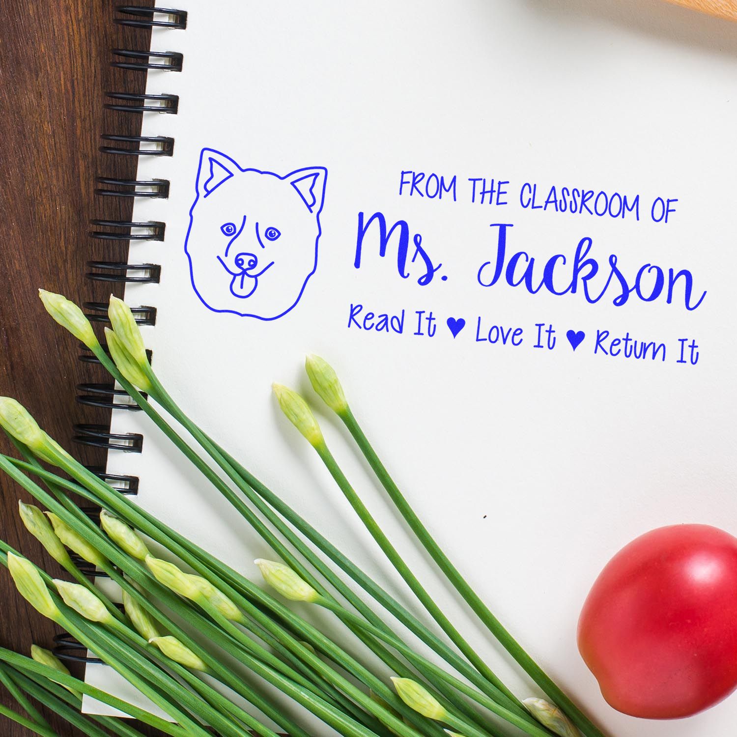 Wood Handle Pomsky Customized Library Book Stamp - Engineer Seal Stamps