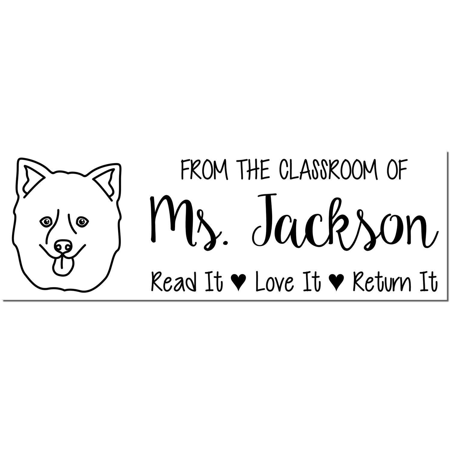 Self-Inking Personalized Teacher Book Stamp with Pomsky Image - Engineer Seal Stamps