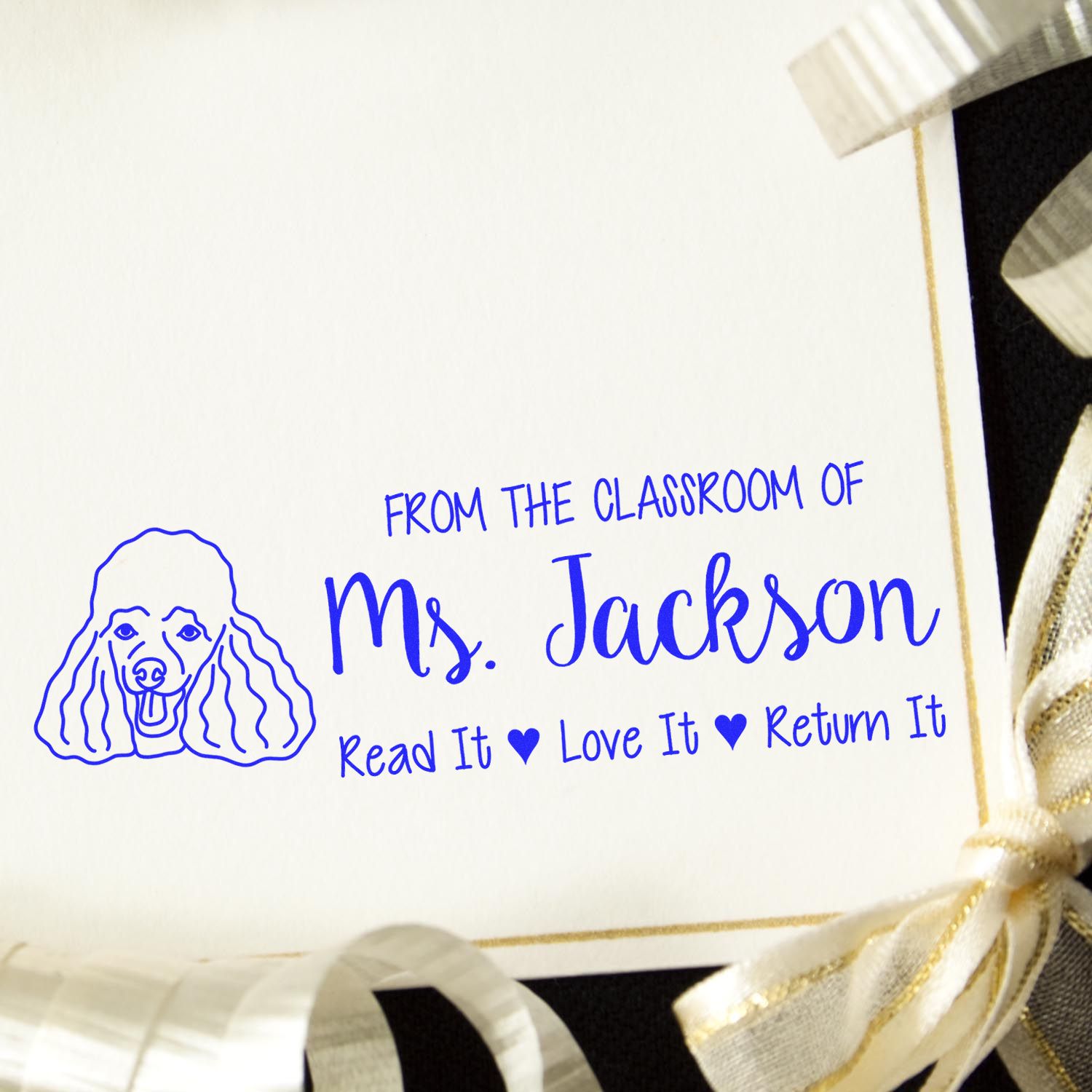 Poodle Custom Book Nook Stamp Pre-Inked - Engineer Seal Stamps