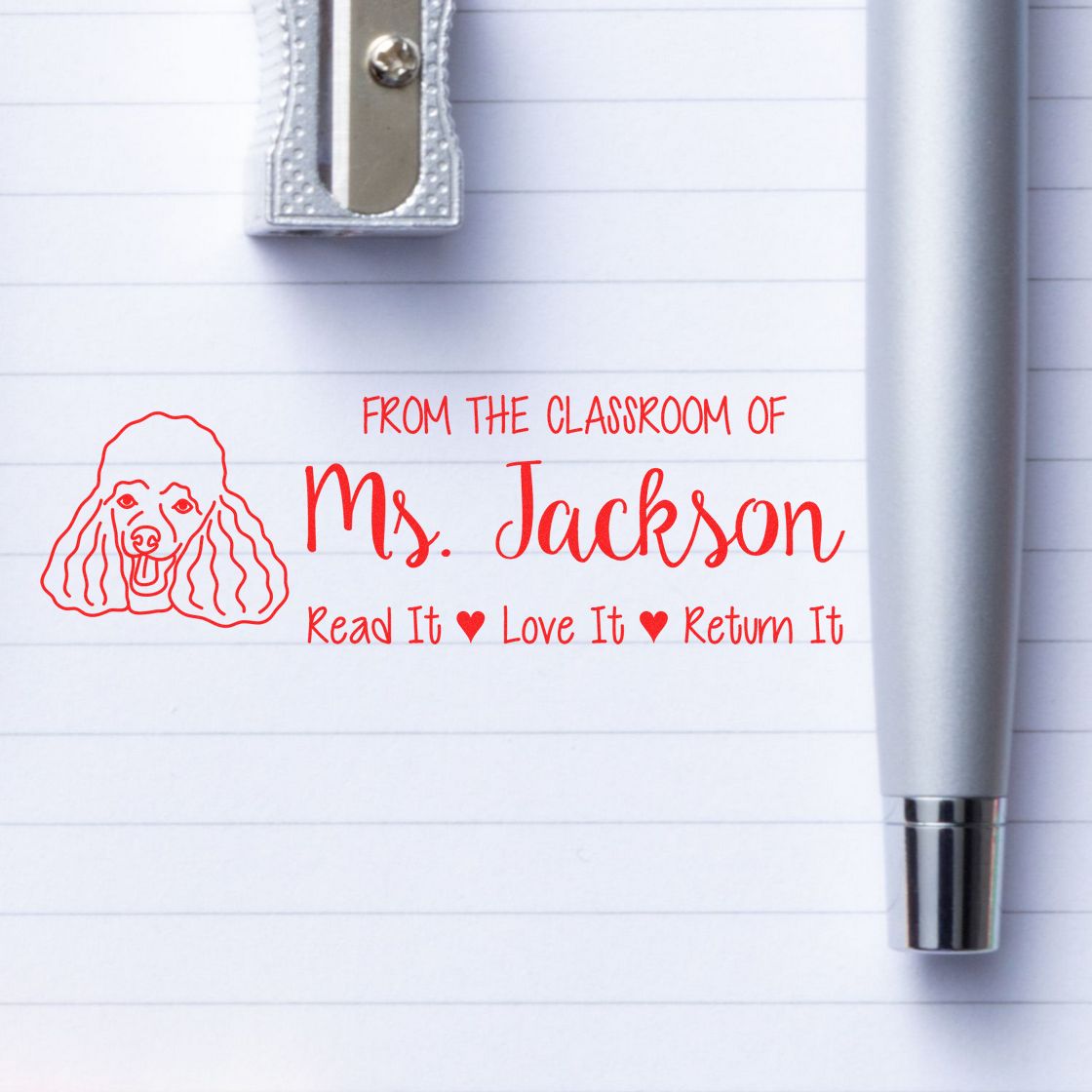 Poodle Custom Book Nook Stamp Pre-Inked - Engineer Seal Stamps