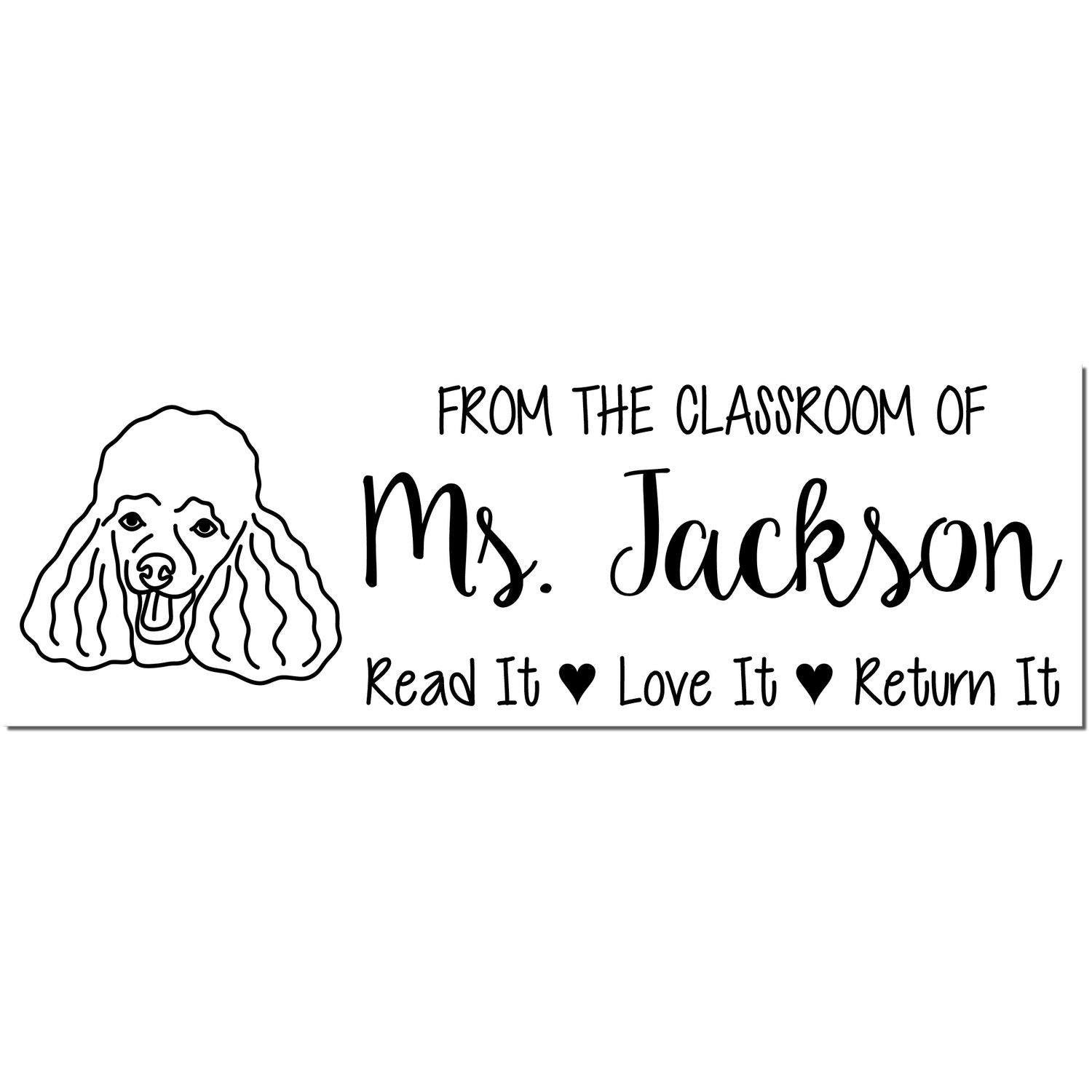 Wood Handle Poodle Customized Bookplate Stamp - Engineer Seal Stamps