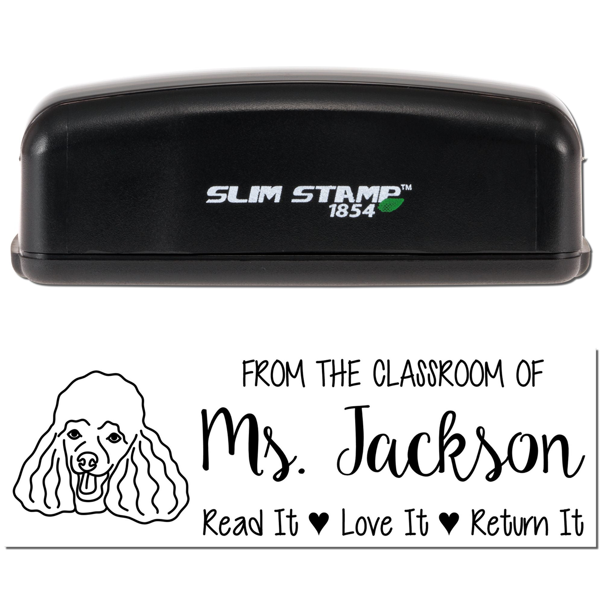 Pre-Inked Poodle Outline Personalized Book Belongs Stamp - Engineer Seal Stamps