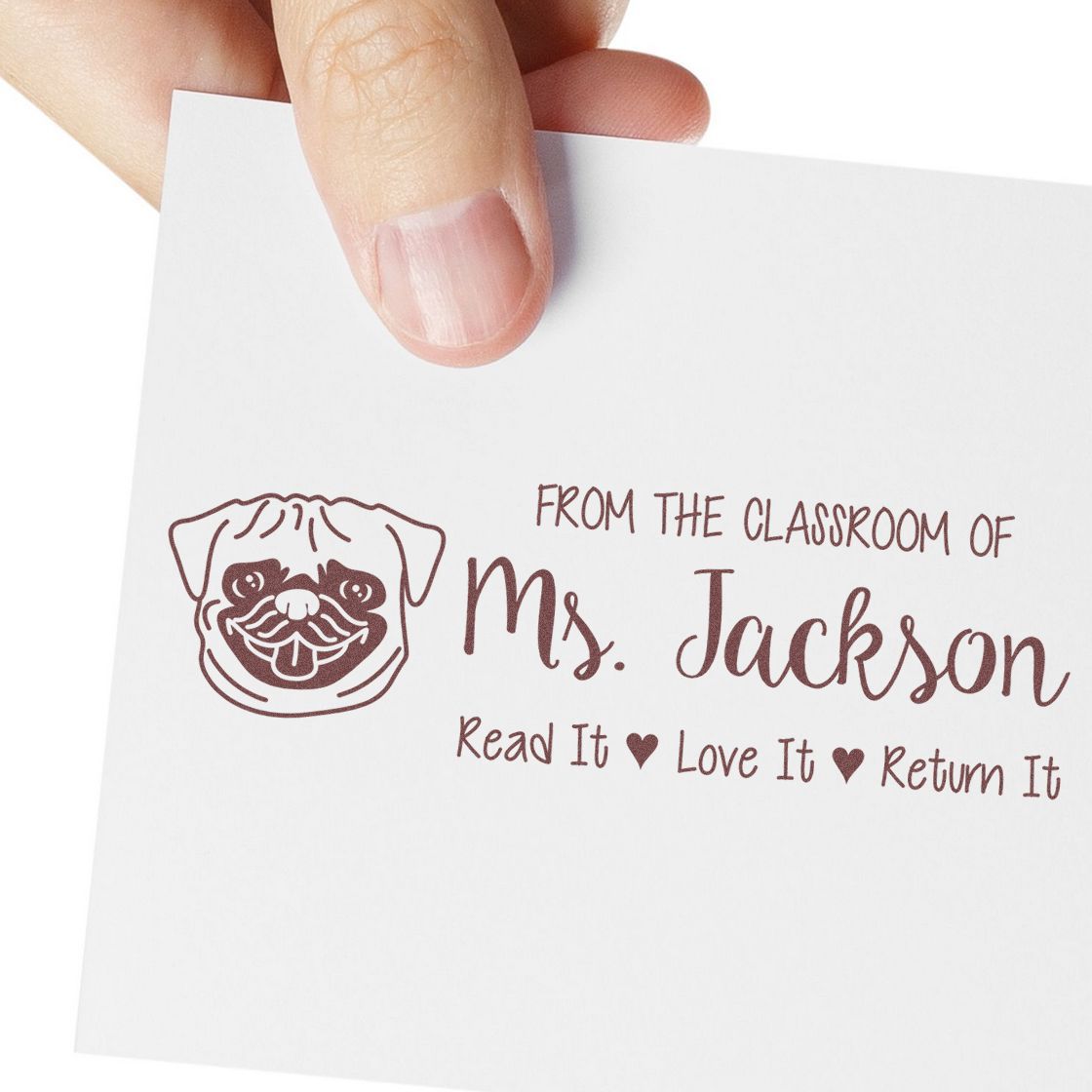 Wood Handle Pug Customized Book Identification Stamp - Engineer Seal Stamps