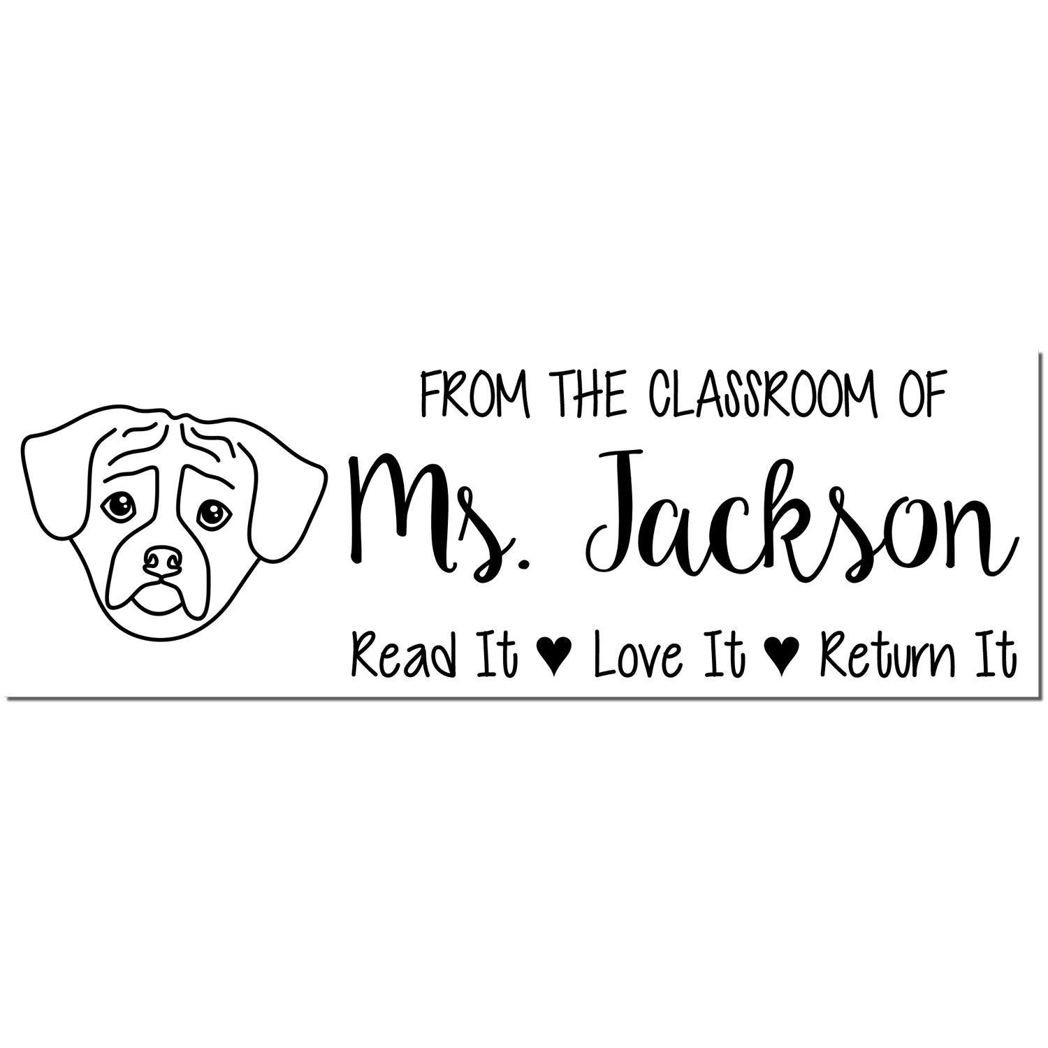 Self-Inking Personalized Read It Love It Return It Stamp with Puggle Image - Engineer Seal Stamps