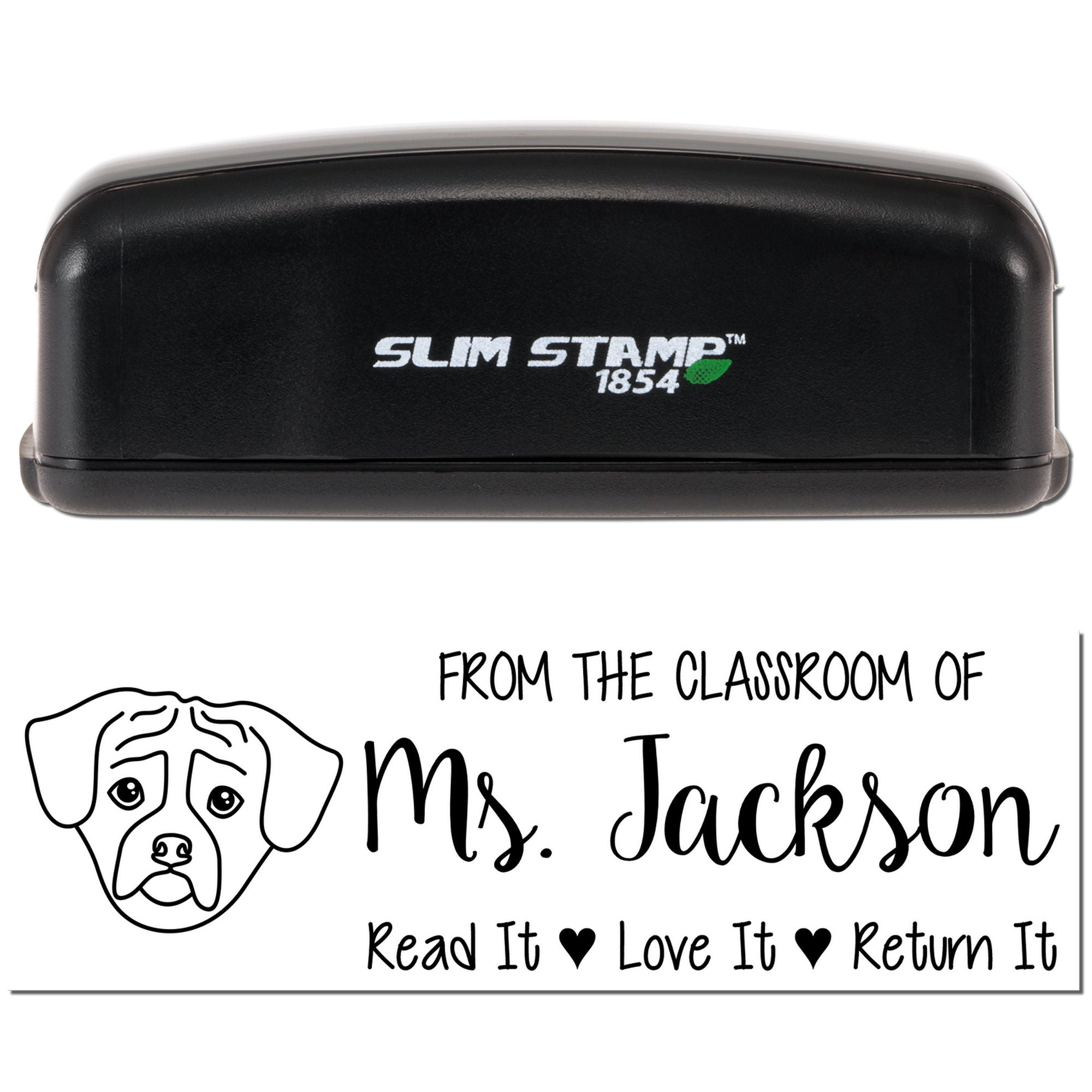 Pre-Inked Puggle Outline Personalized Library Stamp - Engineer Seal Stamps