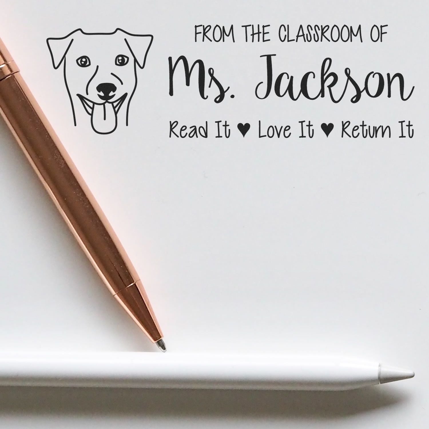 Rhodesian Ridgeback Custom Teacher Book Stamp Pre-Inked - Engineer Seal Stamps