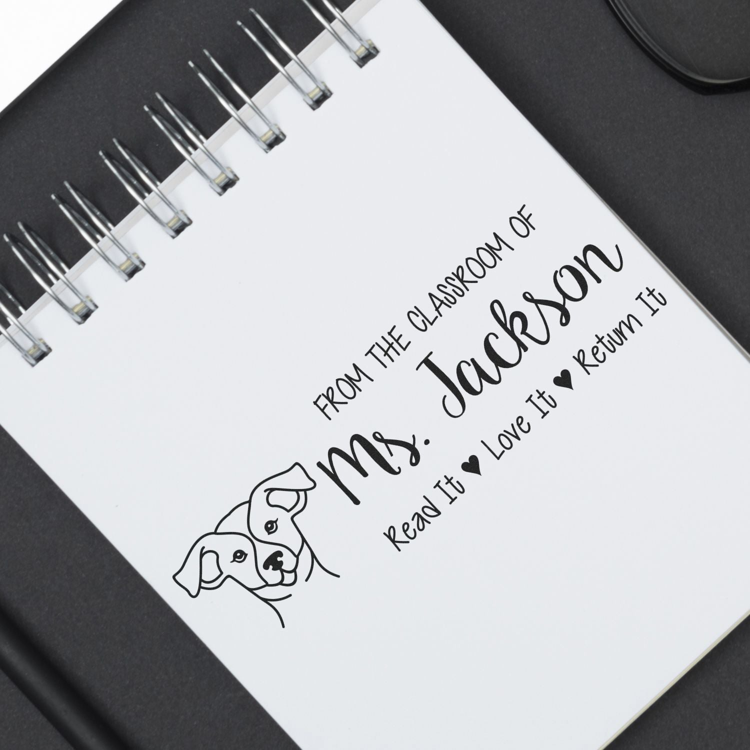 Self-Inking Personalized Teacher Book Ownership Stamp with Russell Image - Engineer Seal Stamps