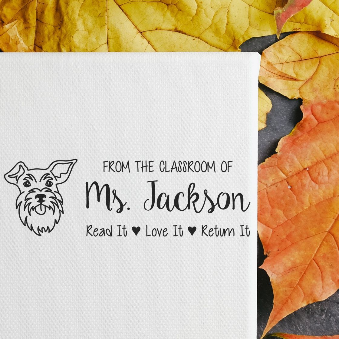 Self-Inking Customized Book Ownership Stamp with Schnauzer Image - Engineer Seal Stamps