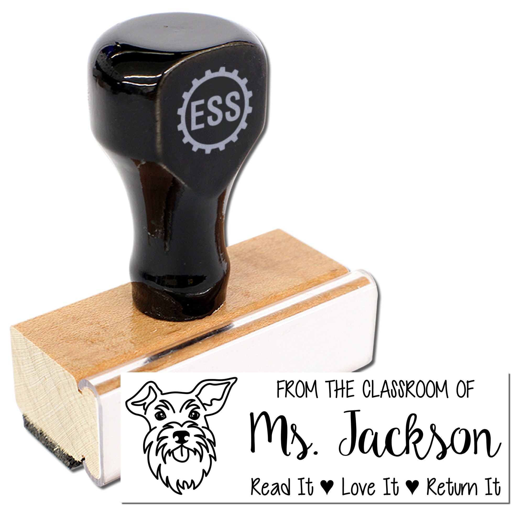 Wood Handle Schnauzer Customized Teacher Book Stamp