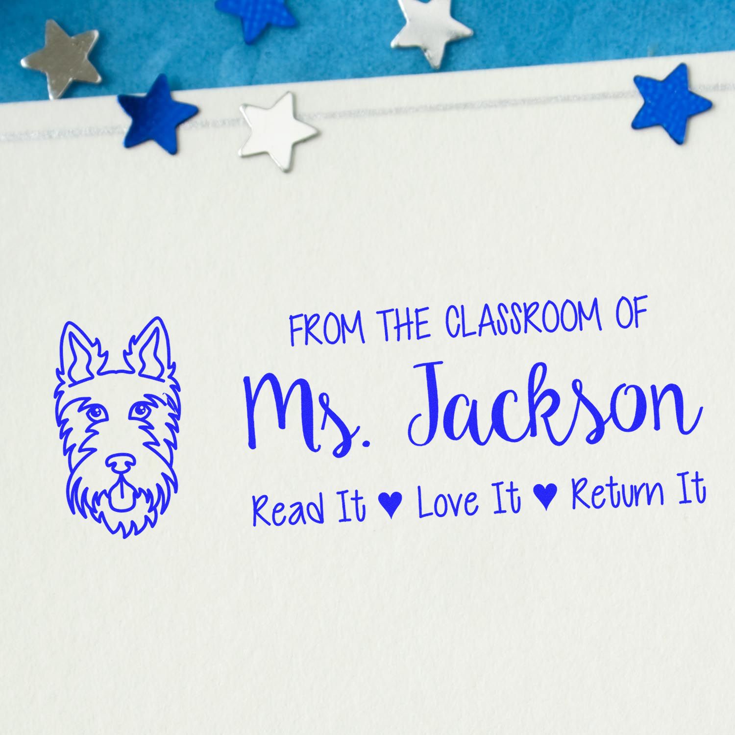 Self-Inking Customized Book Belongs Stamp with Scottie Image - Engineer Seal Stamps