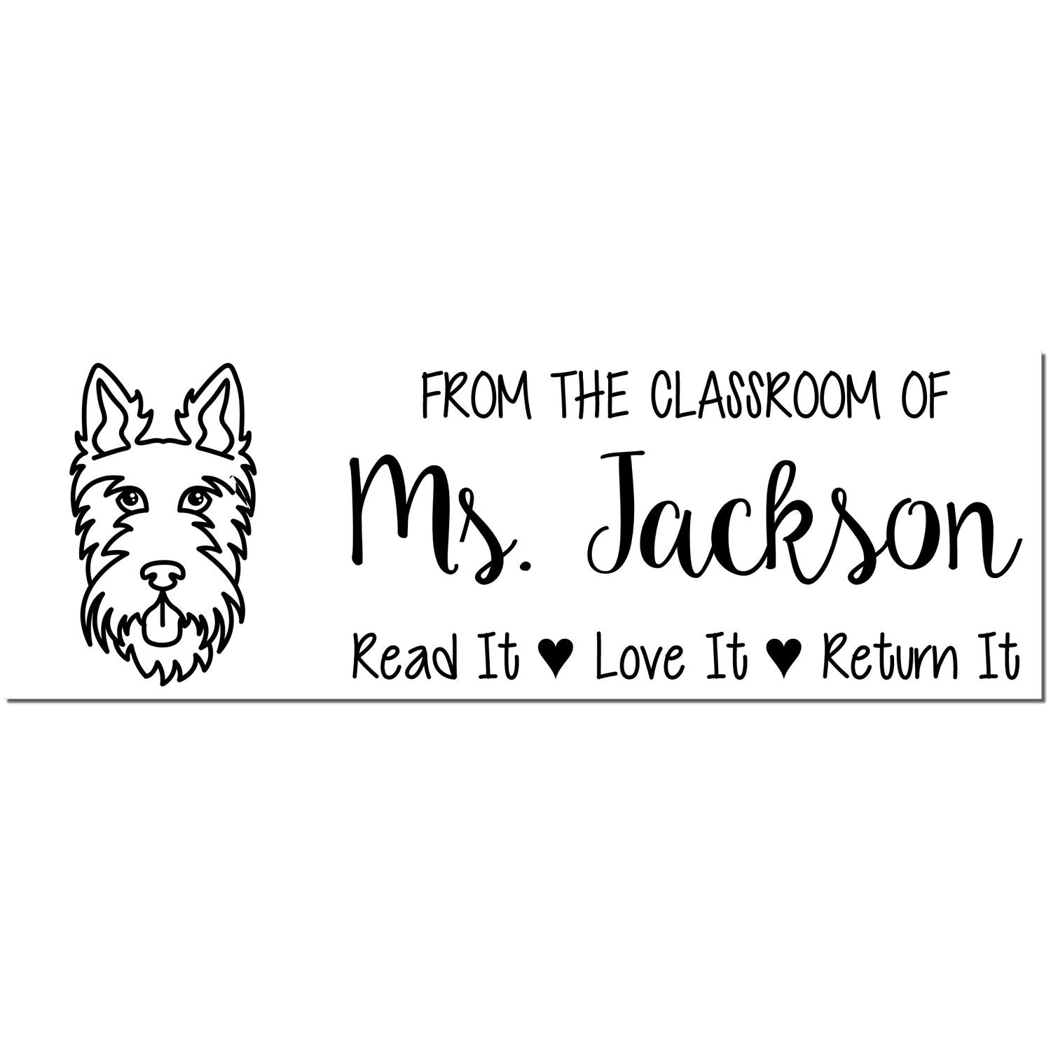 Wood Handle Scottie Customized Teacher Library Stamp - Engineer Seal Stamps