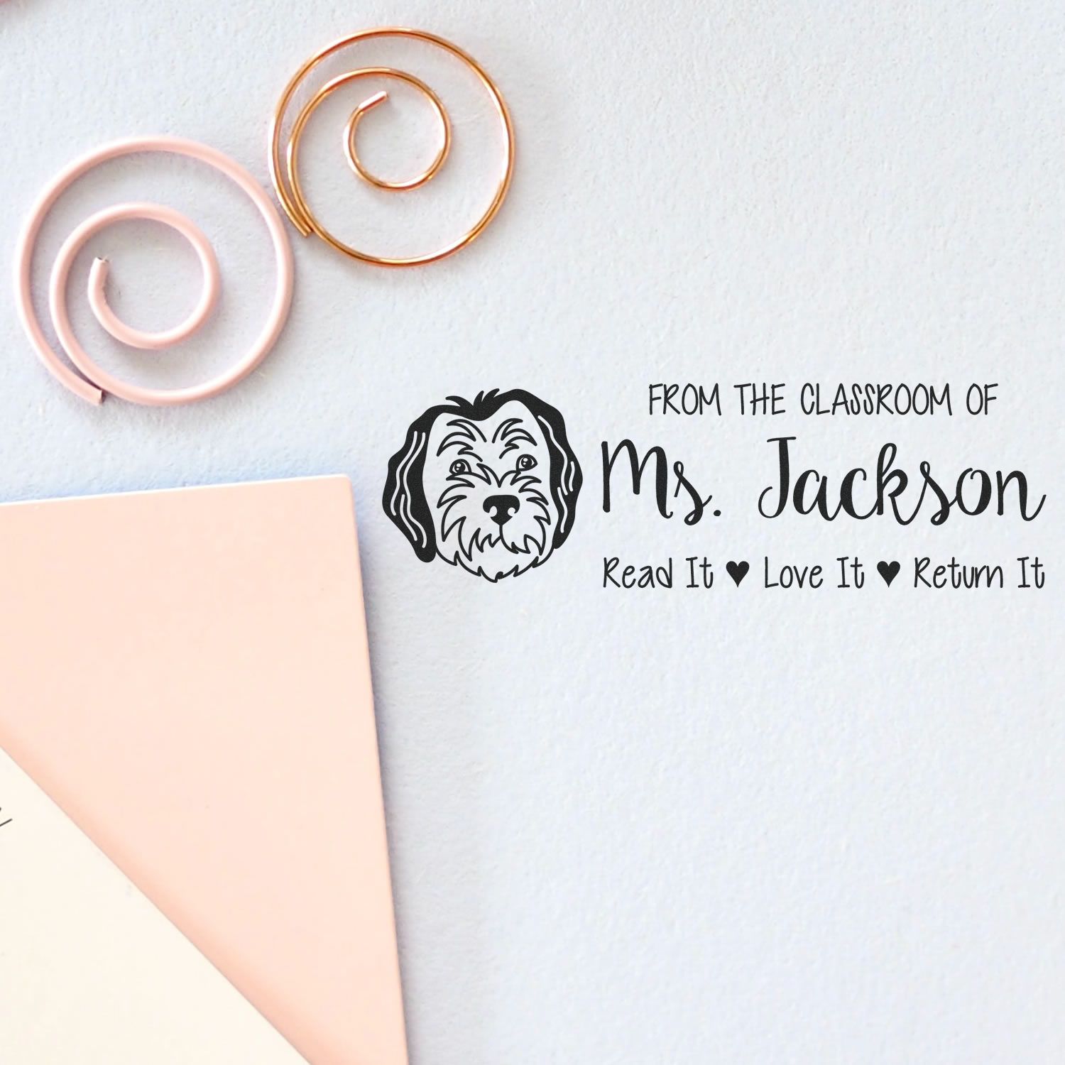 Self-Inking Customized Book Stamp with Sheepadoodle Image - Engineer Seal Stamps