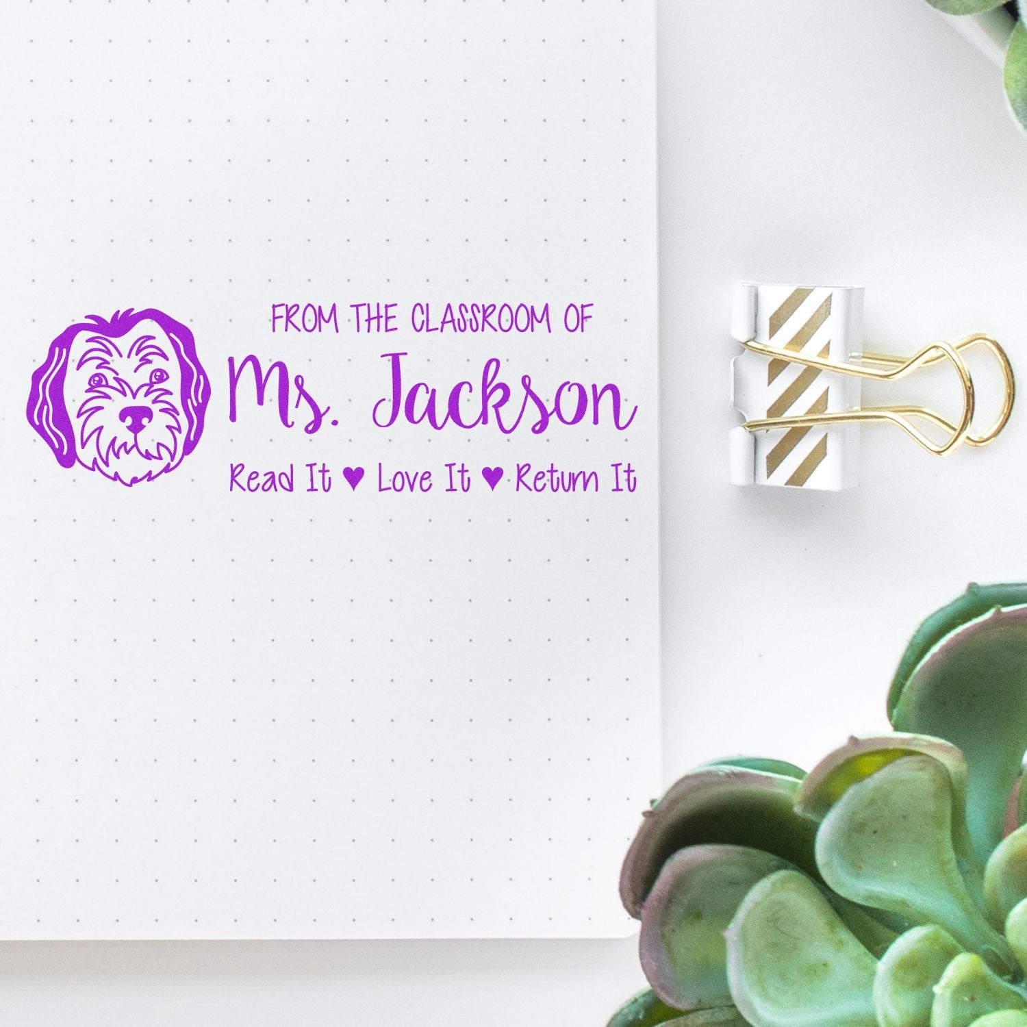 Self-Inking Customized Book Stamp with Sheepadoodle Image - Engineer Seal Stamps