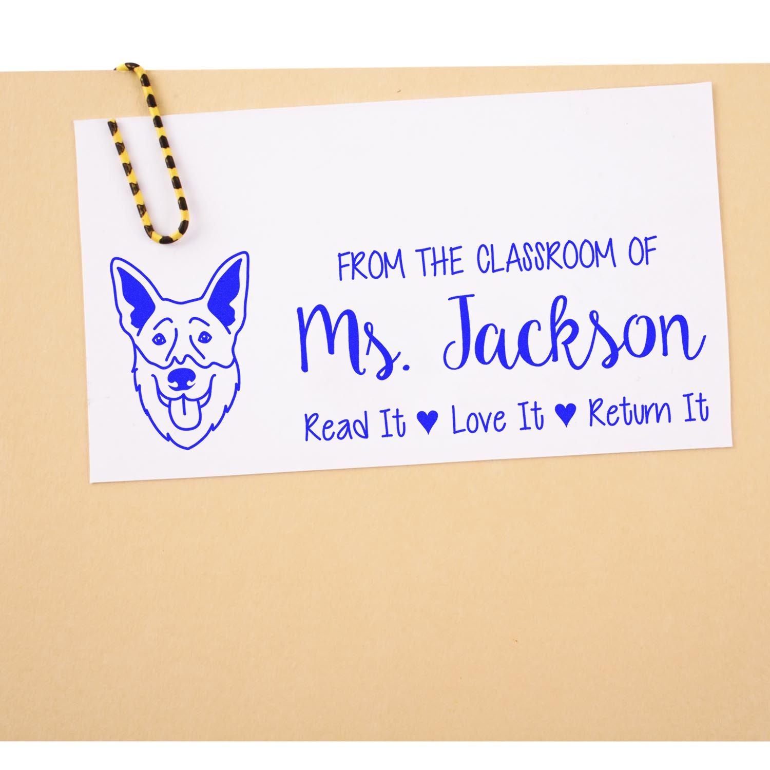 Self-Inking Customized Library Stamp with Shepsky Image - Engineer Seal Stamps