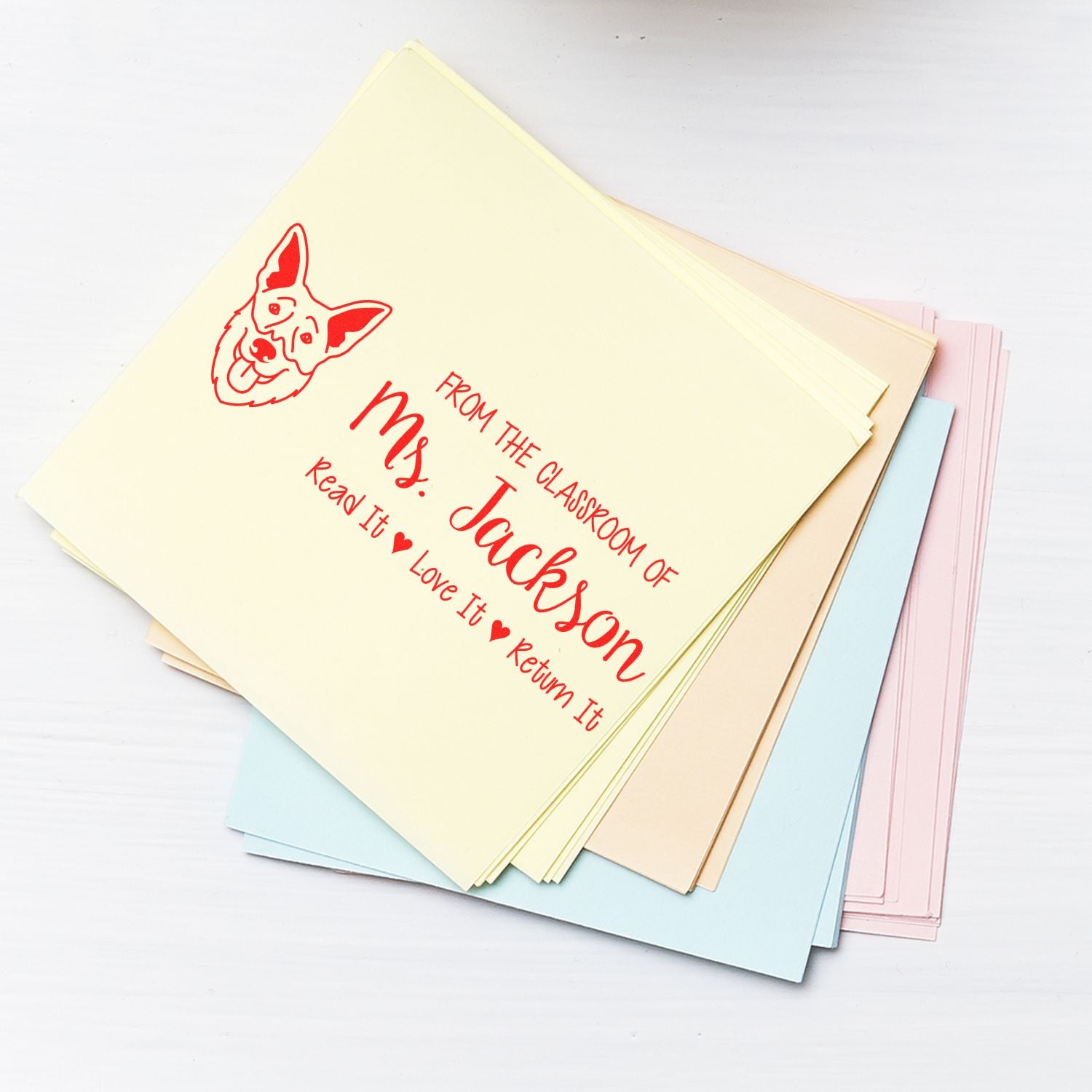 Pre-Inked Shepsky Outline Personalized Teacher Classroom Stamp - Engineer Seal Stamps