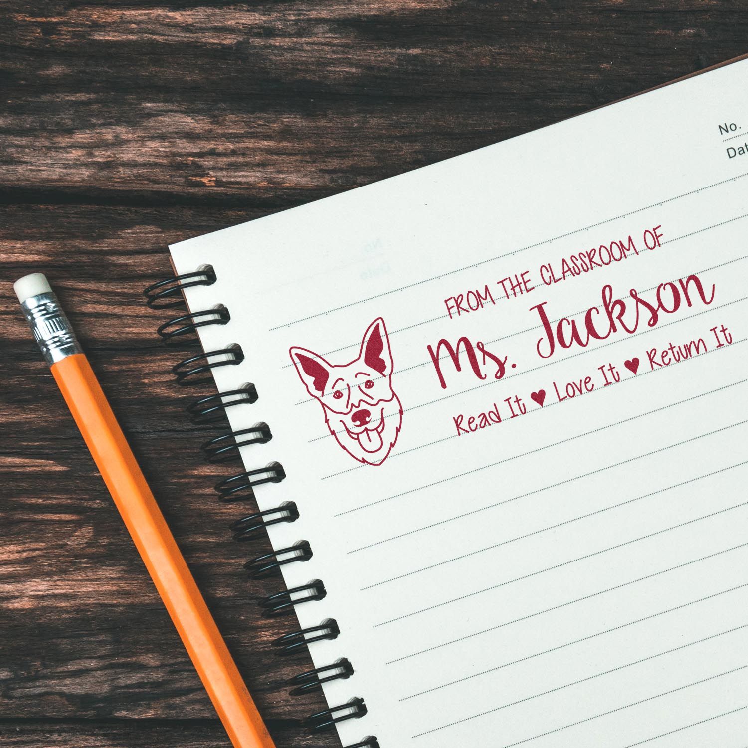 Pre-Inked Shepsky Outline Personalized Teacher Classroom Stamp - Engineer Seal Stamps