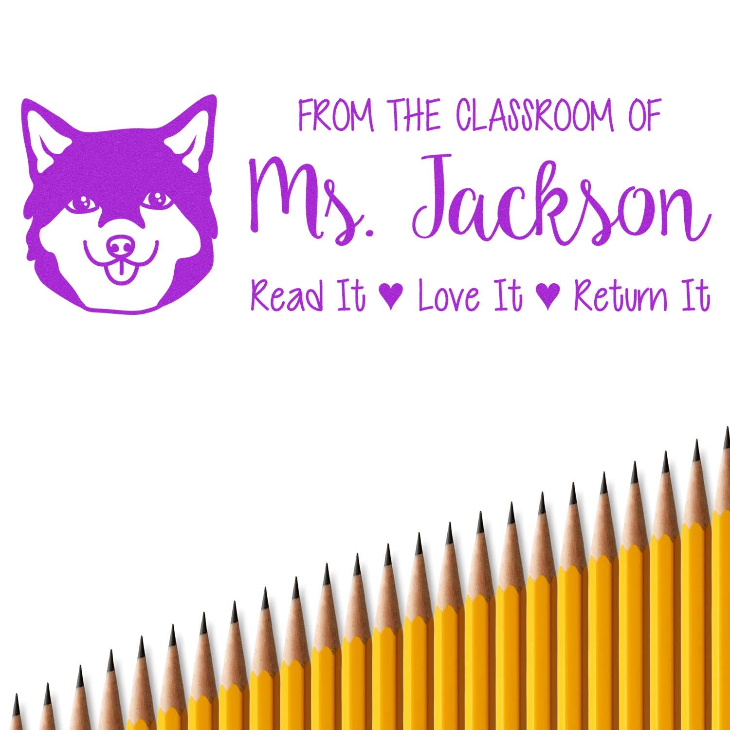 Self-Inking Customized Bookplate Stamp with Shiba Image - Engineer Seal Stamps