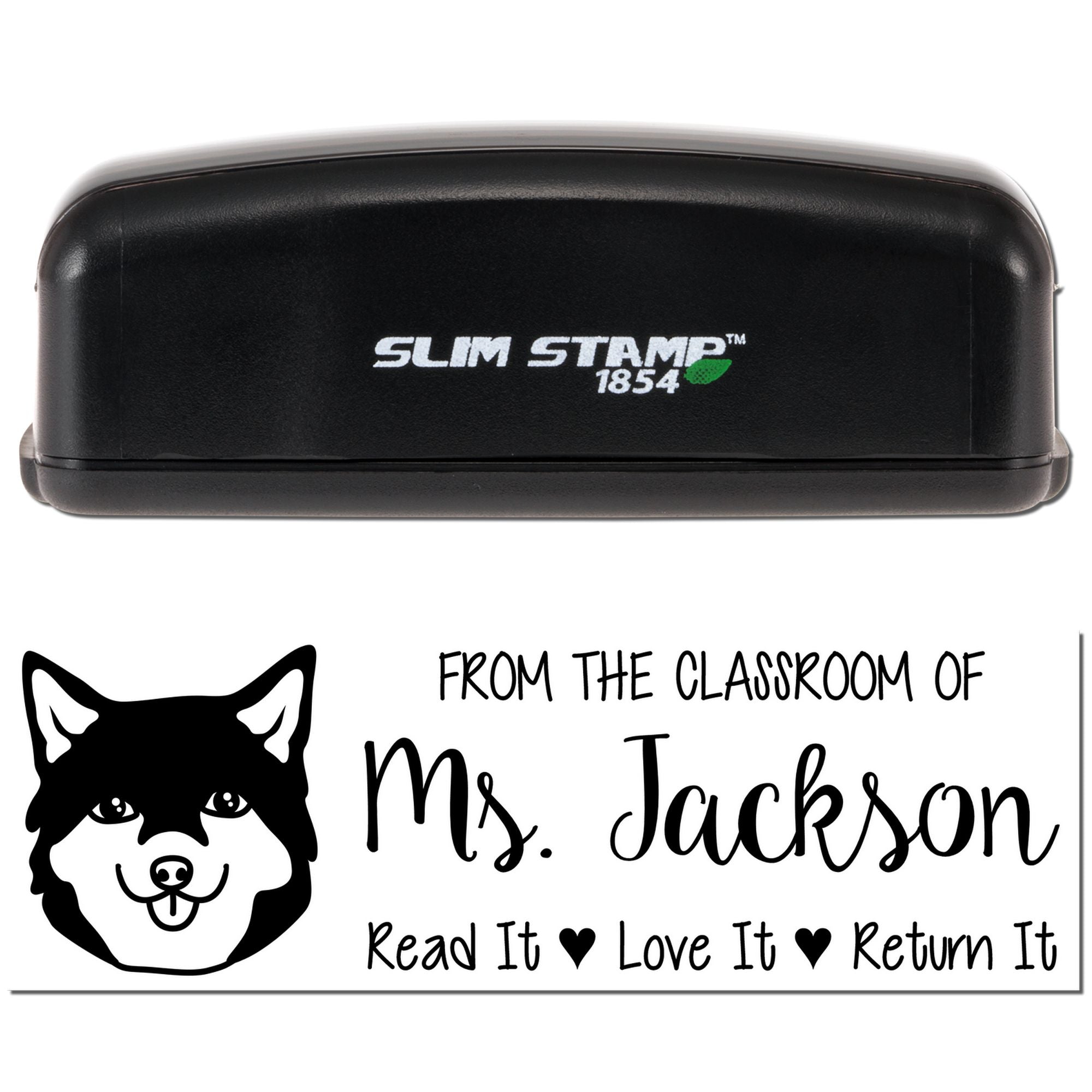 Pre-Inked Shiba Outline Personalized Teacher Library Stamp - Engineer Seal Stamps