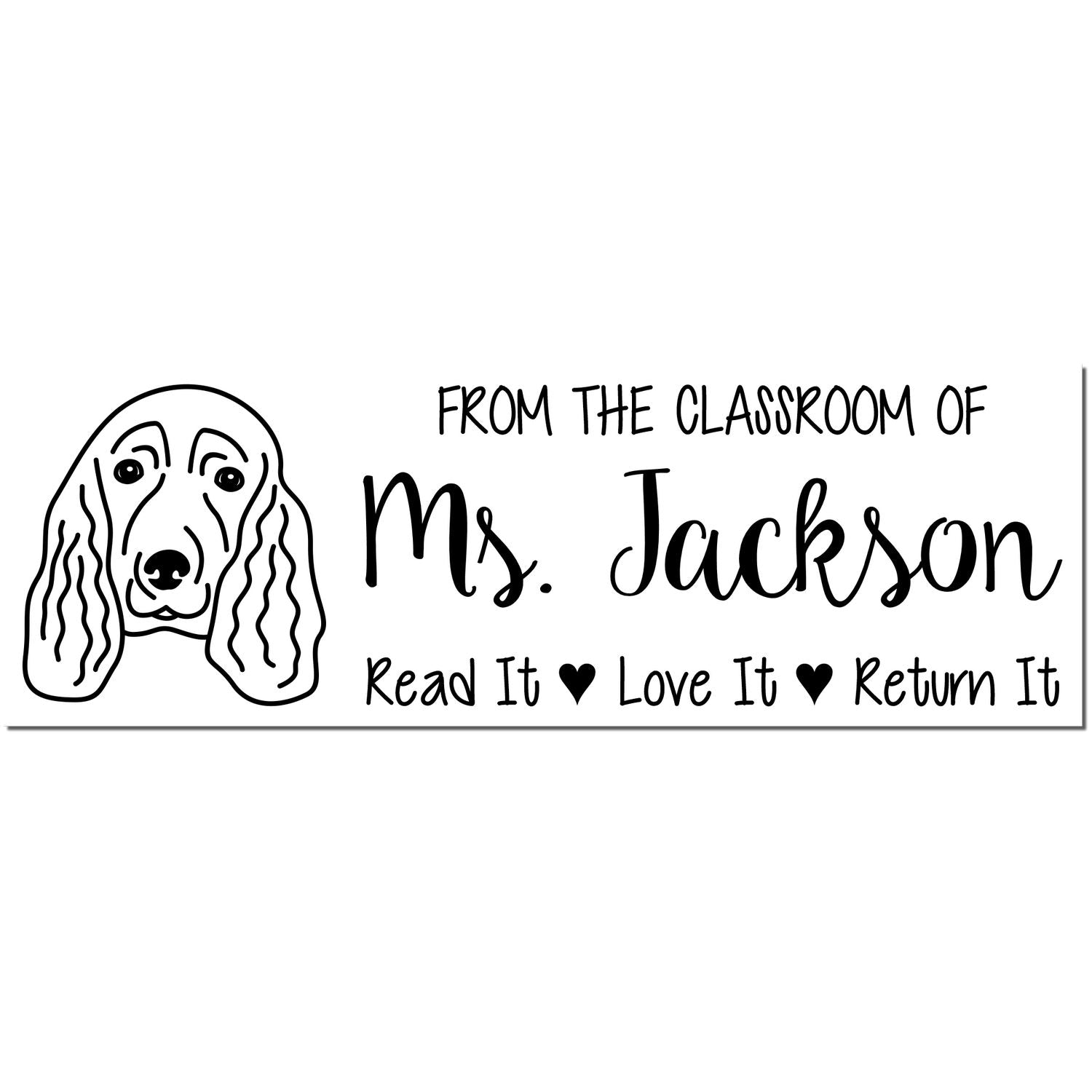 Self-Inking Customized Book Identification Stamp with Spaniel Image - Engineer Seal Stamps