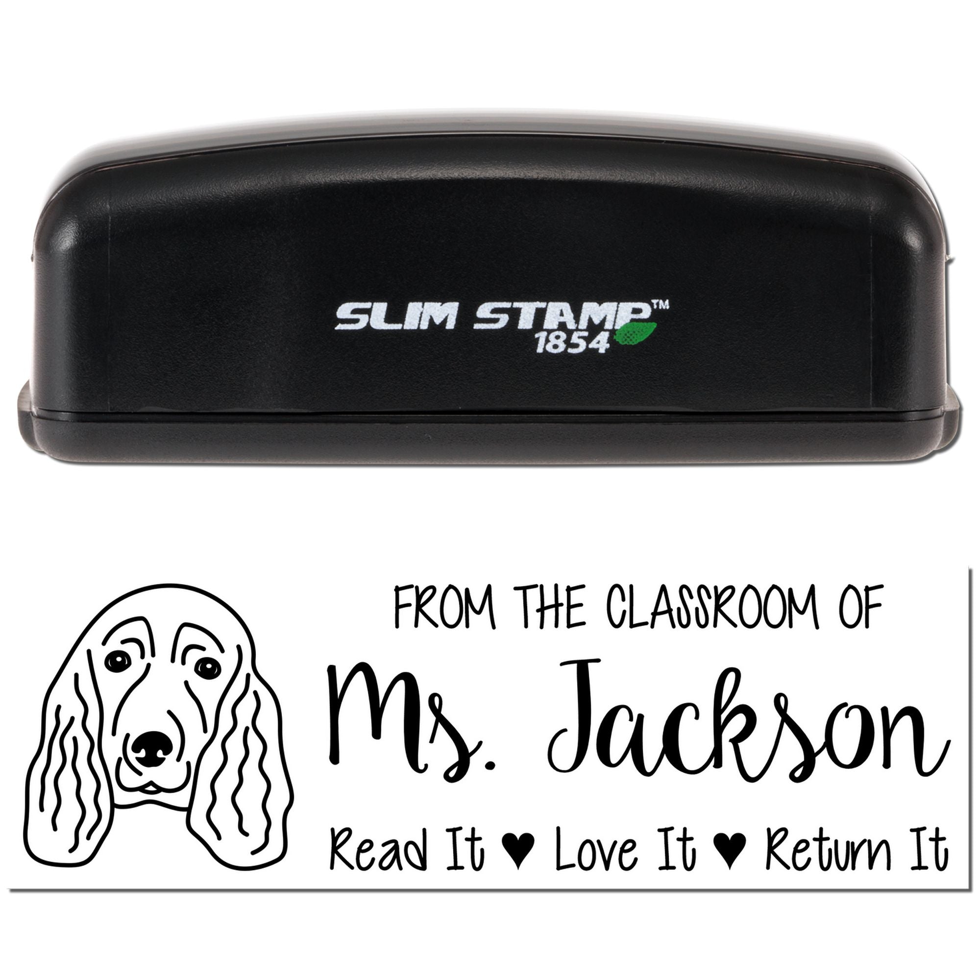 Pre-Inked Spaniel Outline Personalized Classroom Ownership Stamp - Engineer Seal Stamps