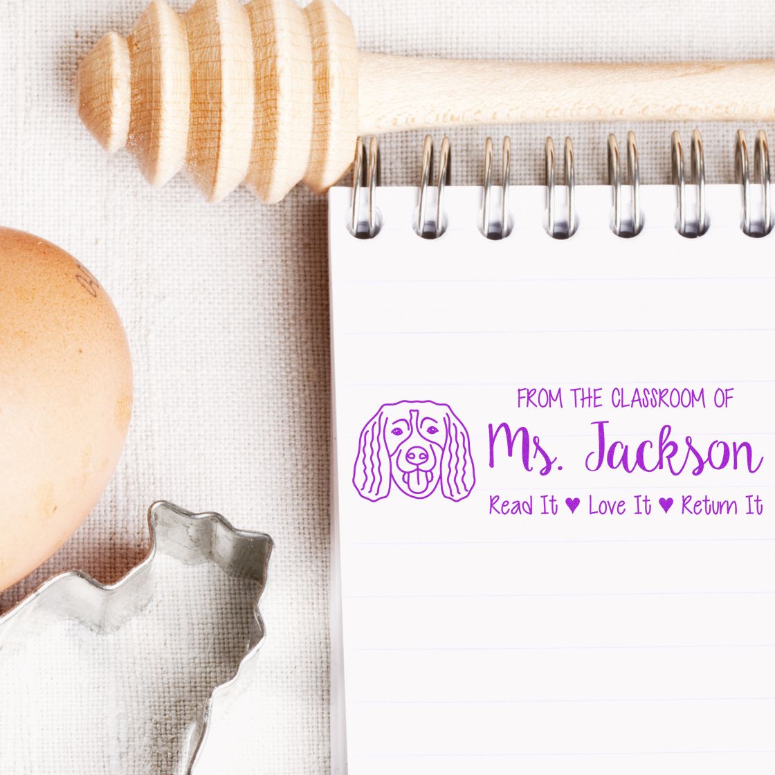 Wood Handle Springer Spaniel Custom Made Book Belongs Stamp - Engineer Seal Stamps