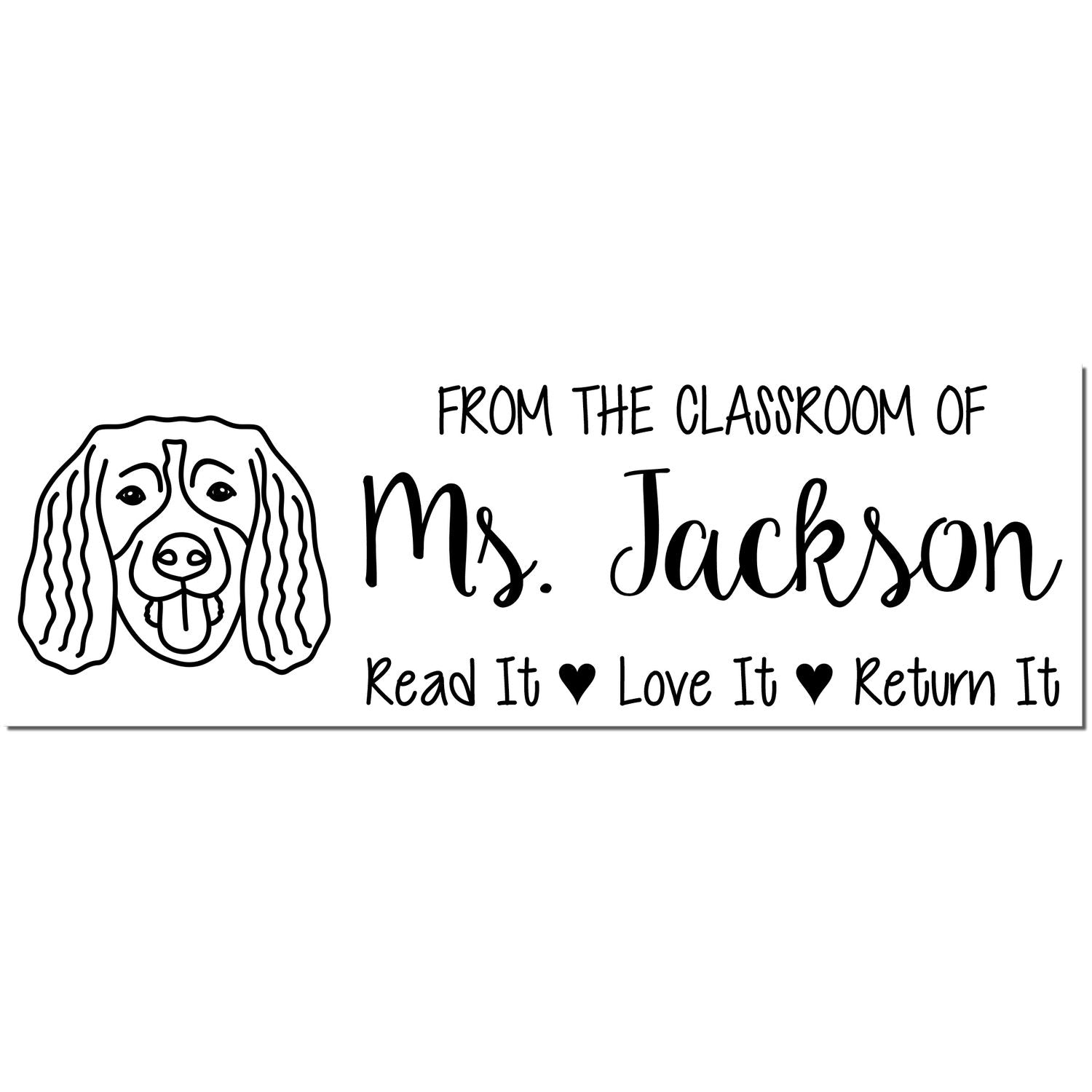 Self-Inking Customized Book Nook Stamp with Springer Spaniel Image - Engineer Seal Stamps