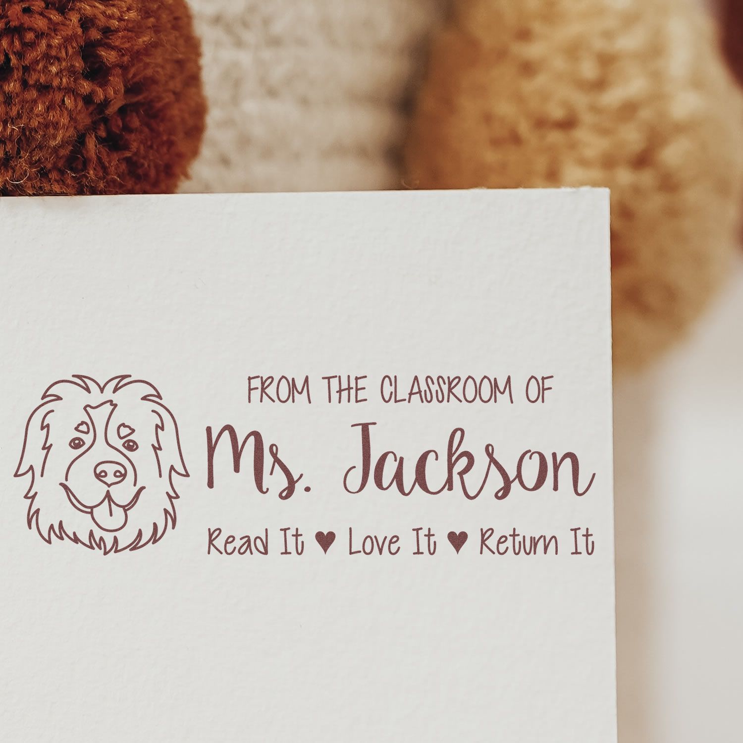 Wood Handle St Bernard Custom Made Book Stamp