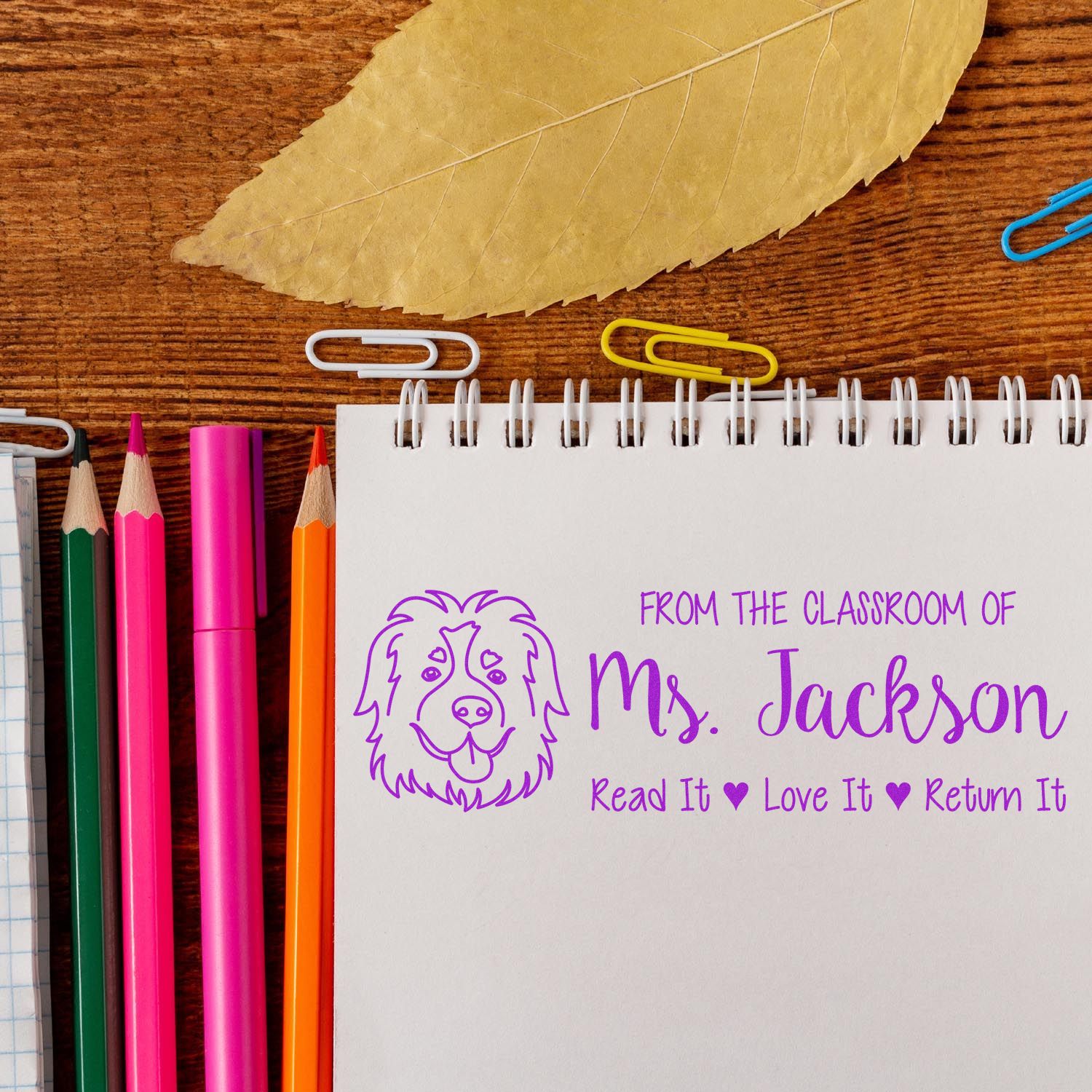 Self-Inking Customized Personal Book Stamp with St Bernard Image - Engineer Seal Stamps