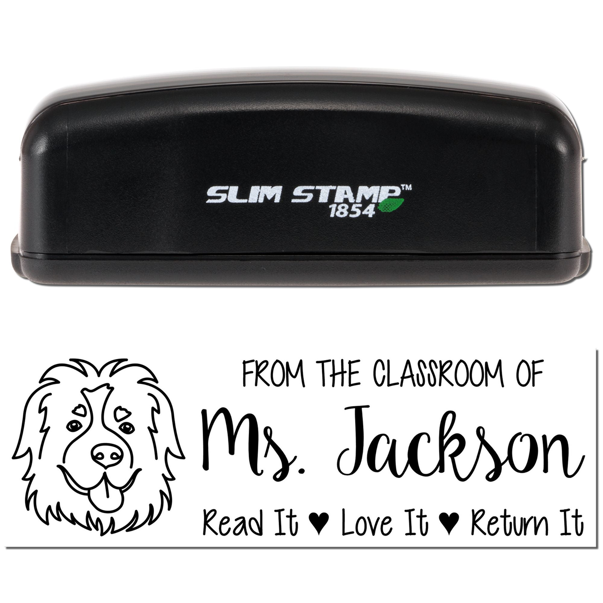 Pre-Inked St Bernard Outline Personalized Read It Return It Stamp - Engineer Seal Stamps