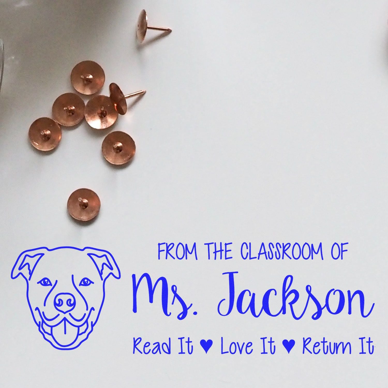 Pre-Inked Staffordshire Bull Terrier Outline Personalized Read It Love It Stamp - Engineer Seal Stamps