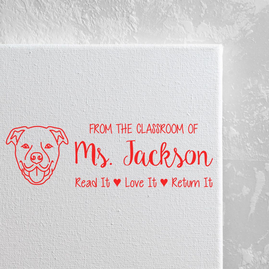 Staffordshire Bull Terrier Personalized Library Book Stamp Pre-Inked - Engineer Seal Stamps