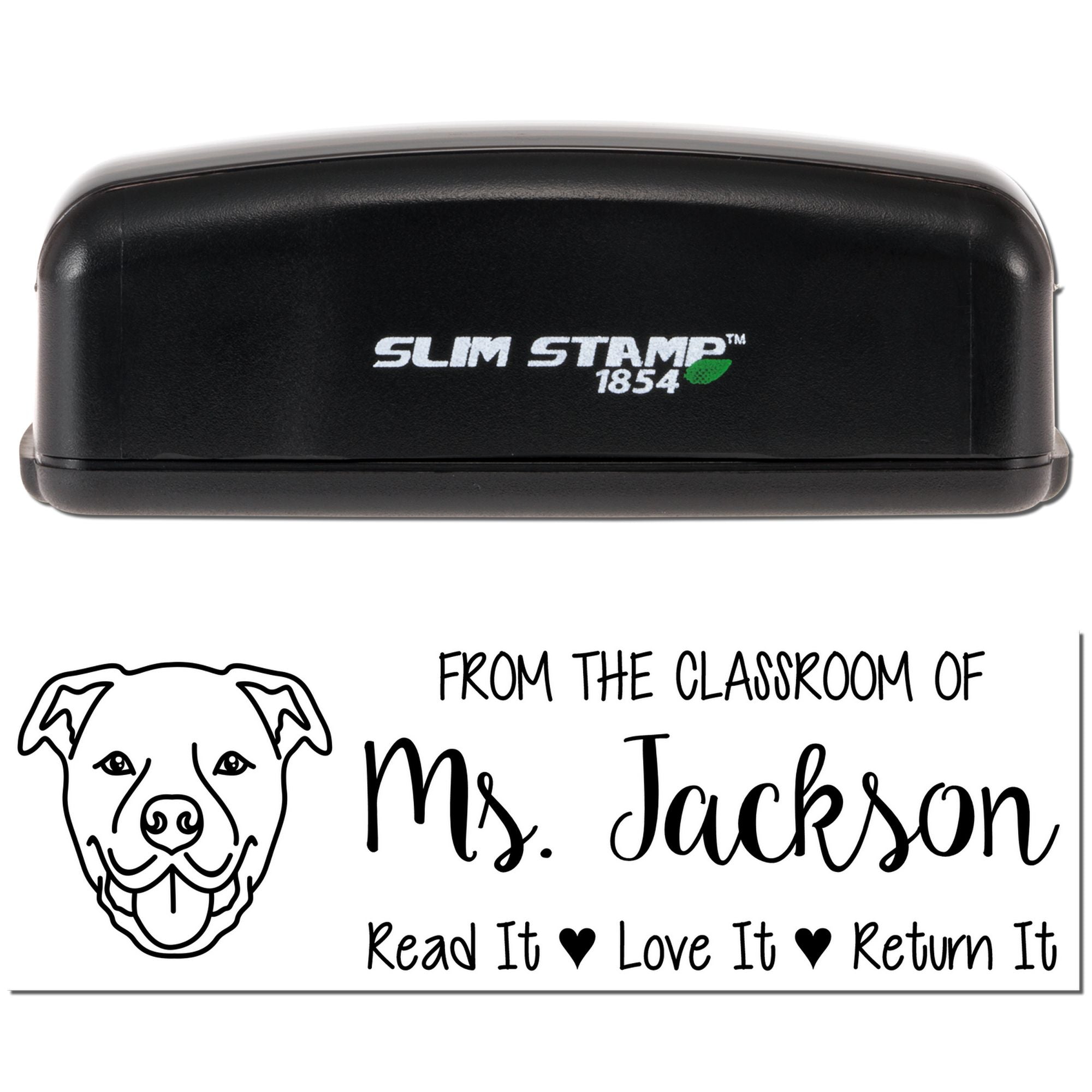 Pre-Inked Staffordshire Bull Terrier Outline Personalized Read It Love It Stamp - Engineer Seal Stamps