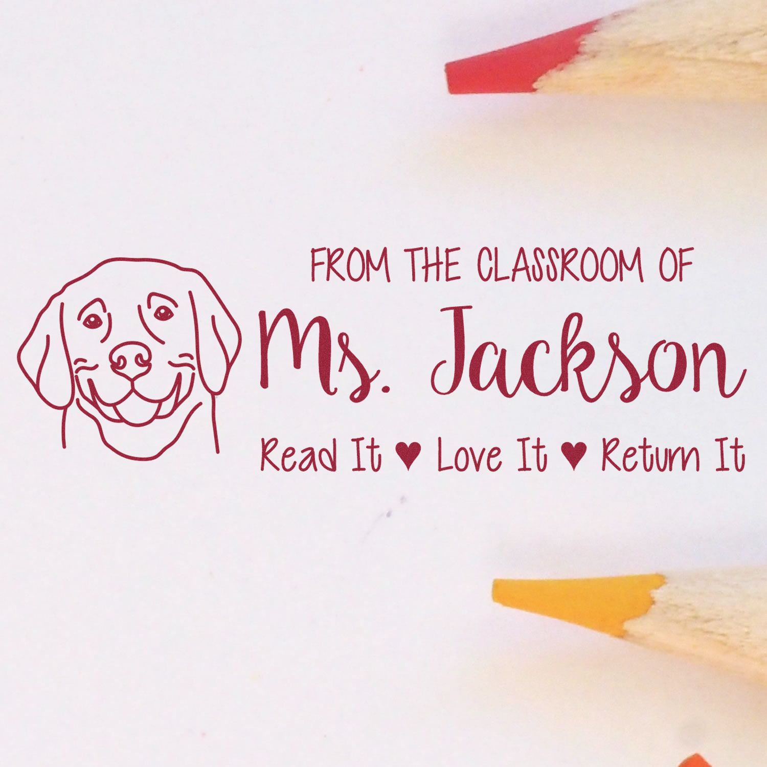 Self-Inking Customized Teacher Classroom Stamp with Weimaraner Image - Engineer Seal Stamps