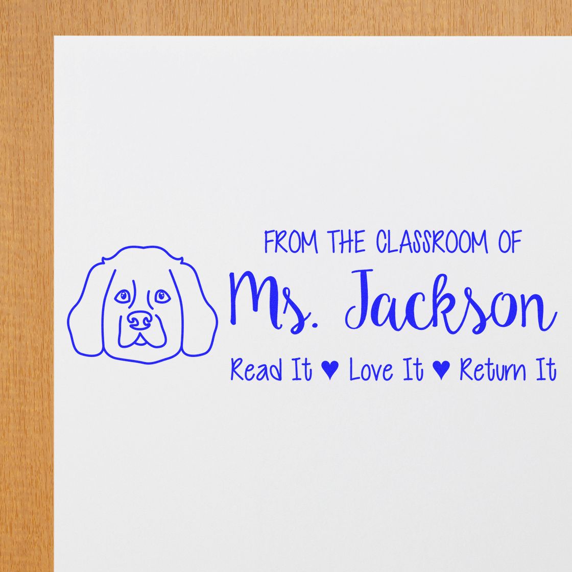 Self-Inking Customized Teacher Book Stamp with Westie Image - Engineer Seal Stamps