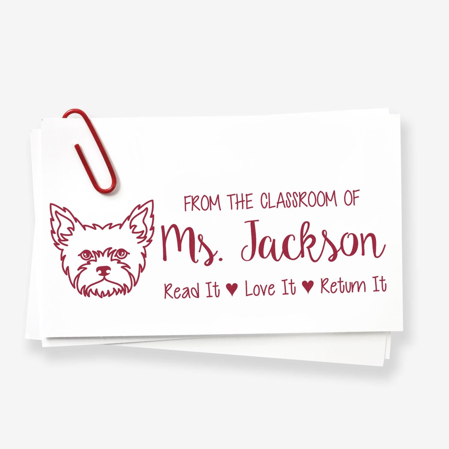 Wood Handle Yorkie Custom Made Bookplate Stamp - Engineer Seal Stamps