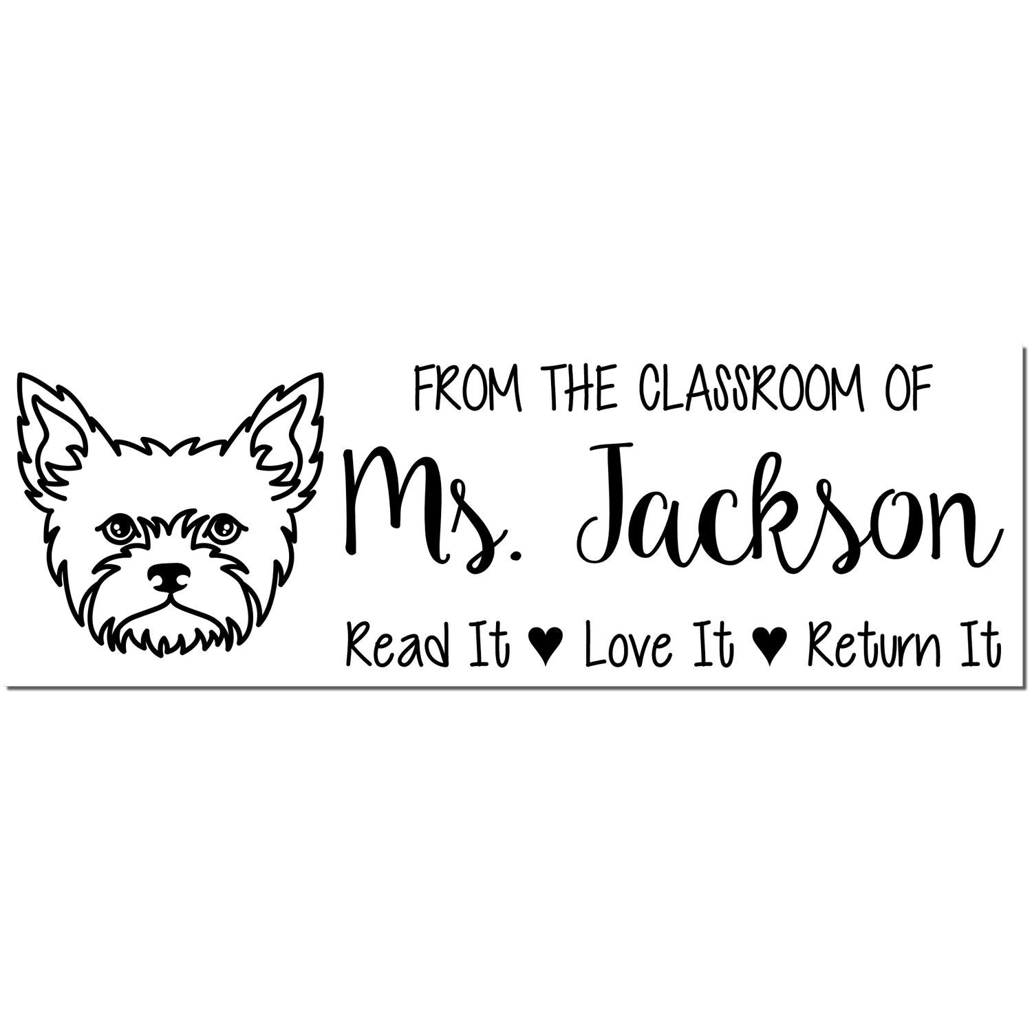 Wood Handle Yorkie Custom Made Bookplate Stamp - Engineer Seal Stamps