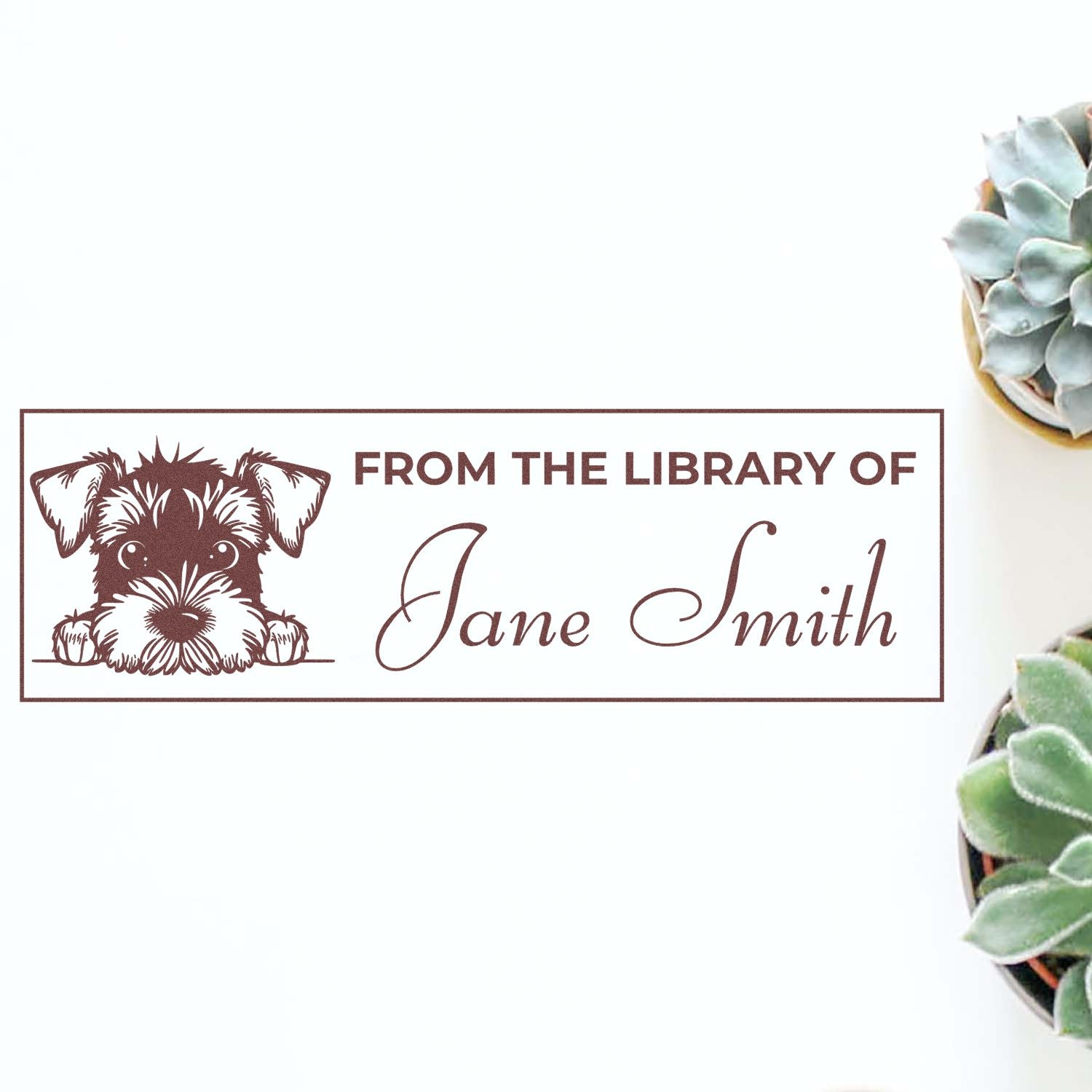 Wood Handle Airedale Terrier Personalized Book Stamp